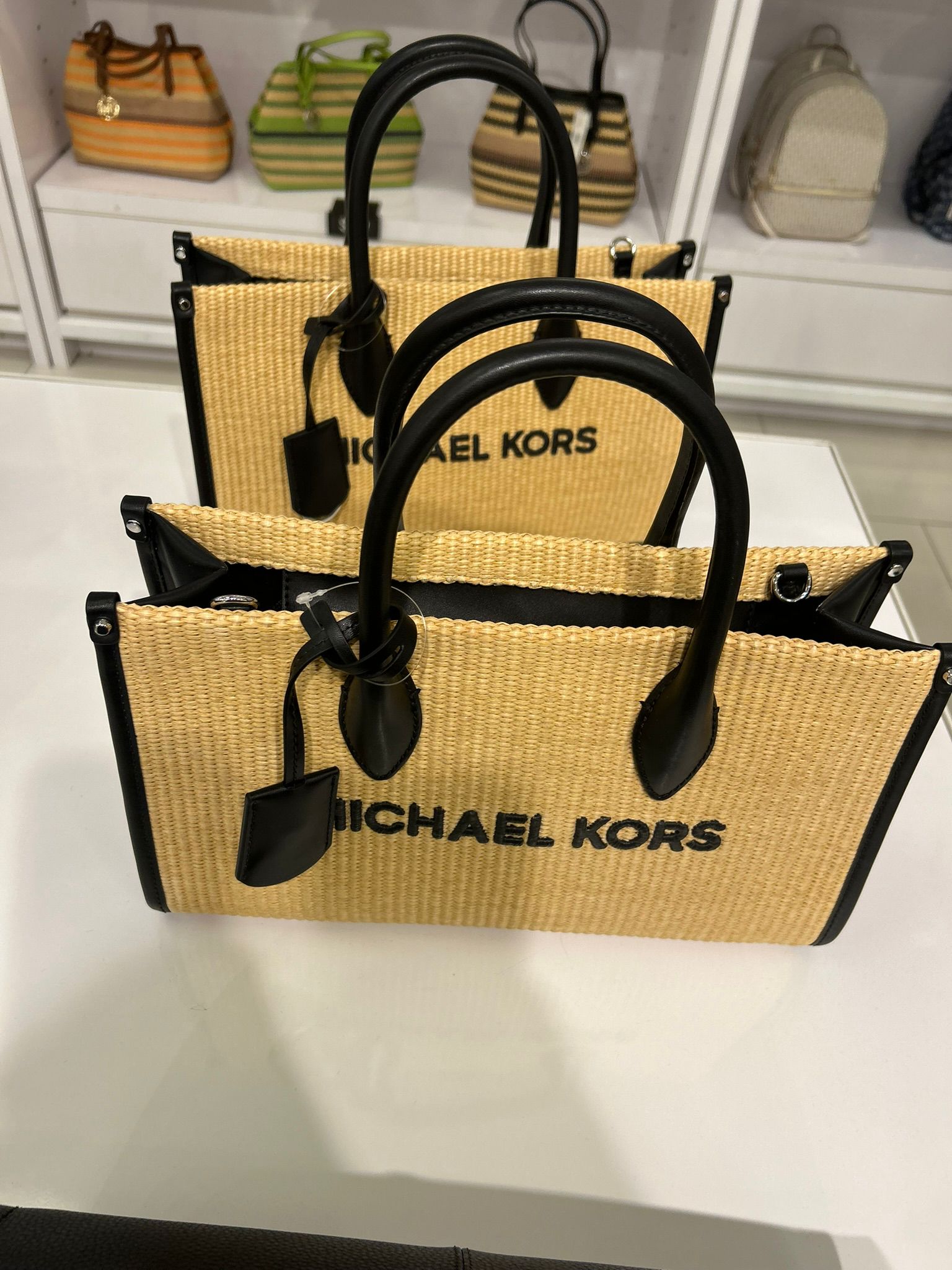 Michael Kors Women's Mirella Medium Woven Satchel-Black