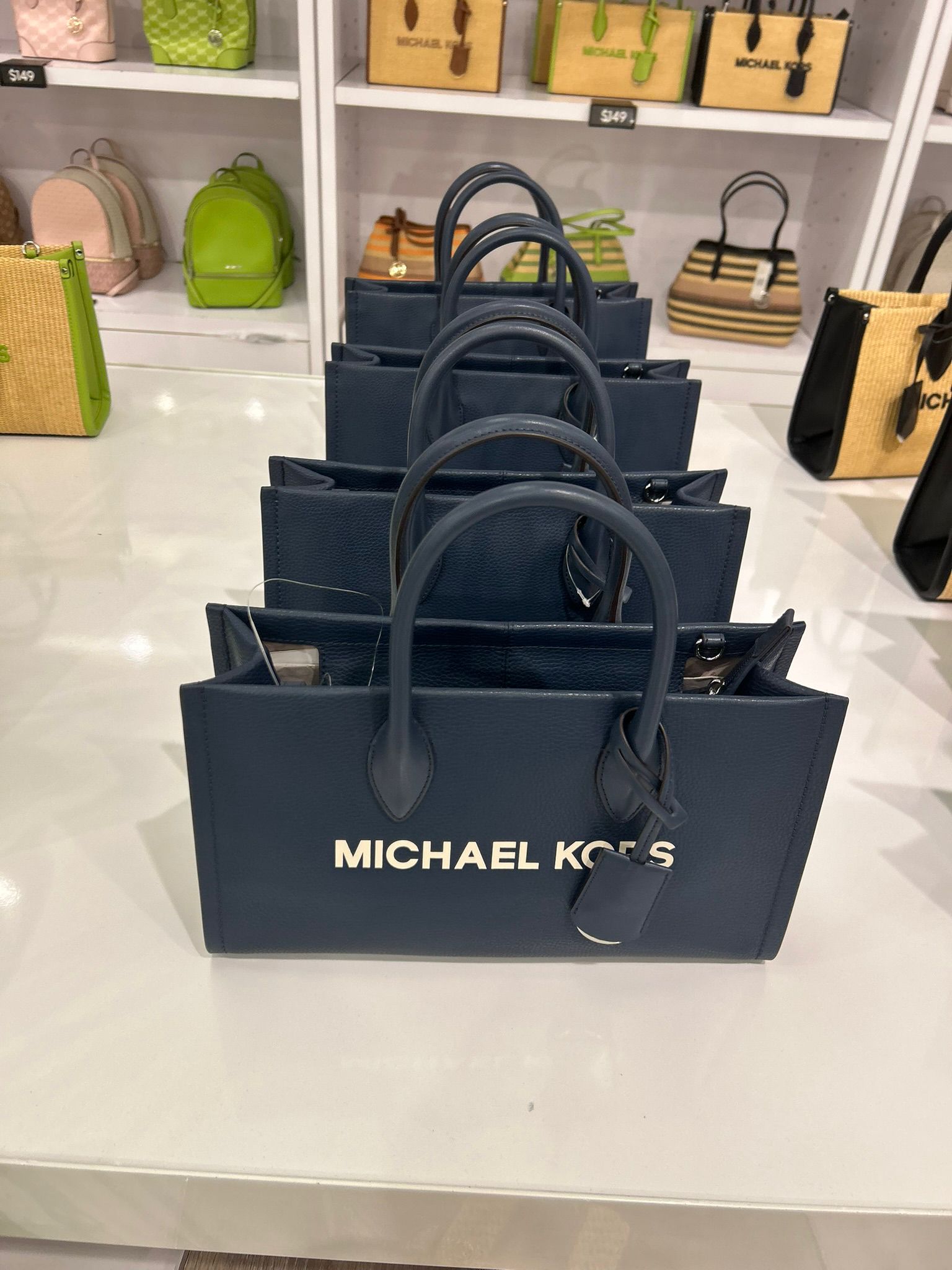 Michael Kors Women's Mirella Medium Pebbled Leather Satchel-Navy