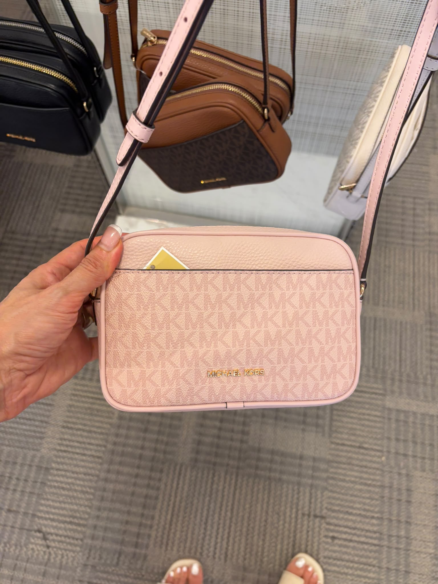 Michael Kors Women's Jet Set Small Signature Logo Camera Crossbody Bag-Carnation