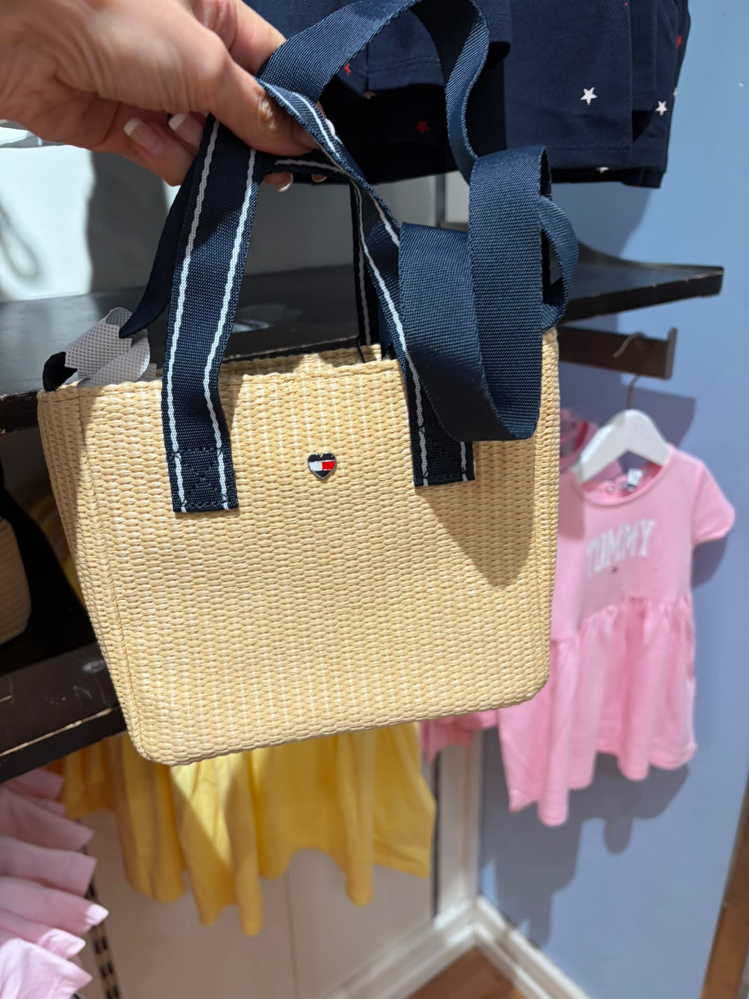 Tommy Girls' Raffia Crossbody Bag-Natural