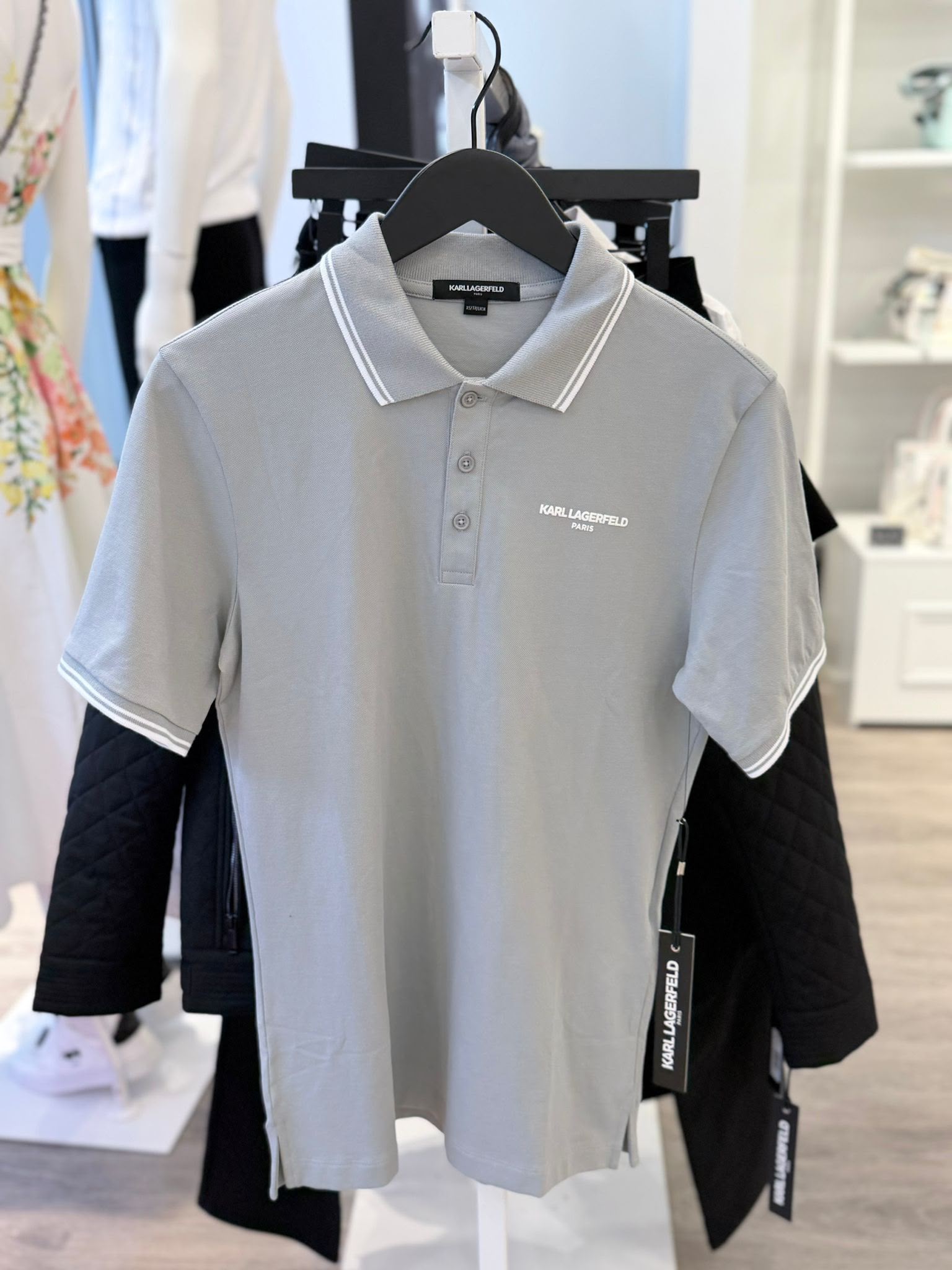 KARL LAGERFELD MEN'S CORE POLO WITH KL LOGO- Gray