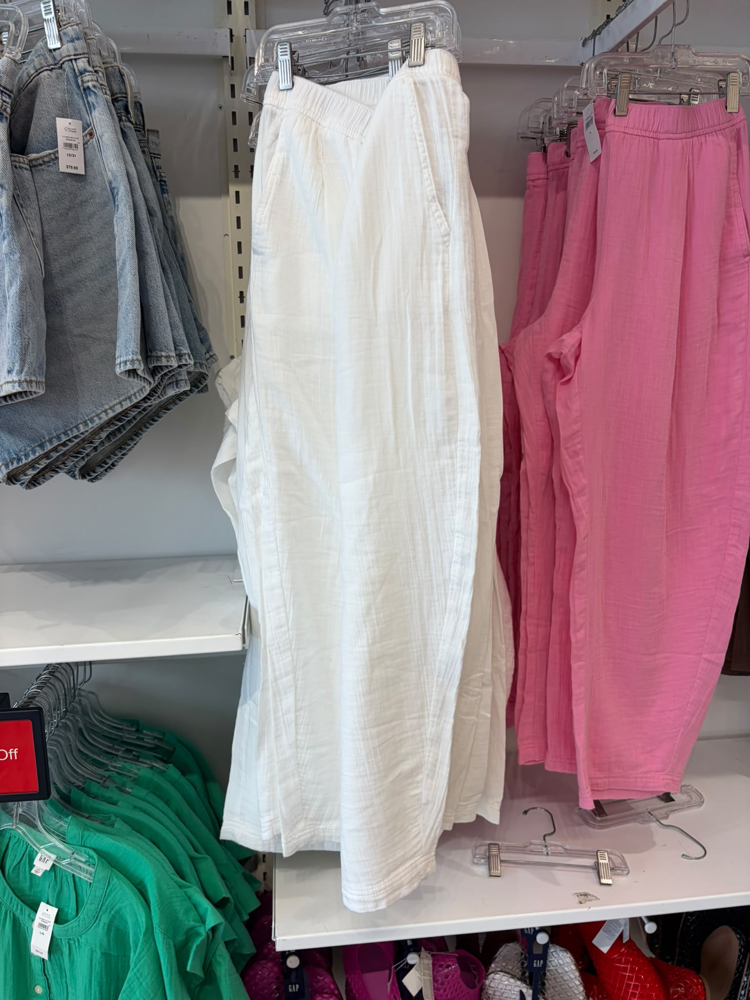 Gap Women's Cotton Gauze Easy Barrel Pants- Fresh White