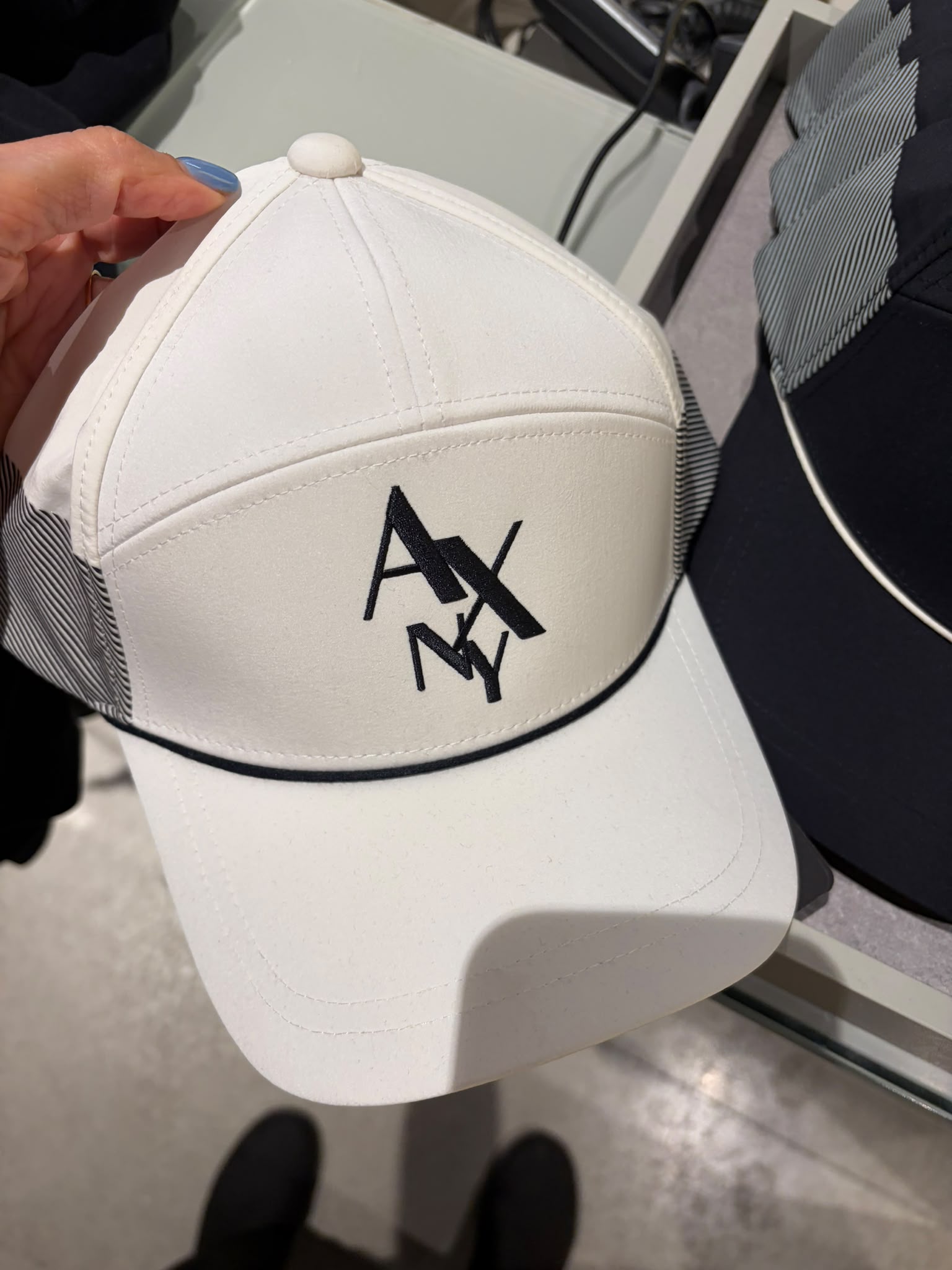 Men's Armani Exchange NY Logo Visor Hat- White