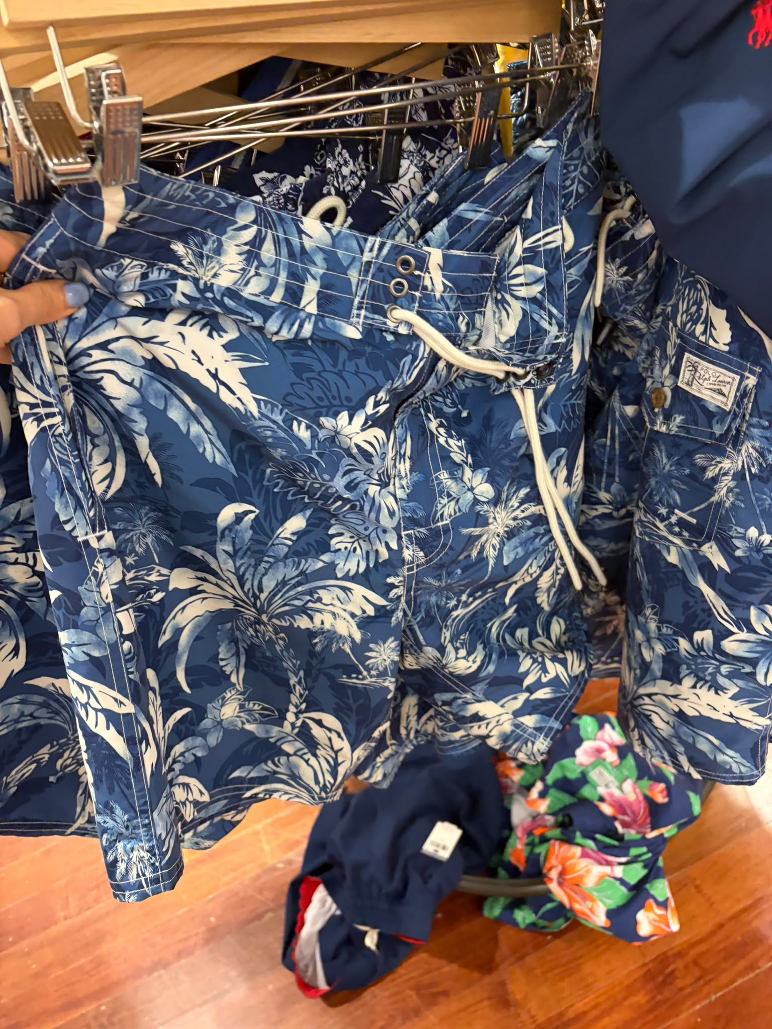 Polo Ralph Lauren Men's Palm Print Quick Dry Relaxed Fit Swim Shorts-Indigo Palm