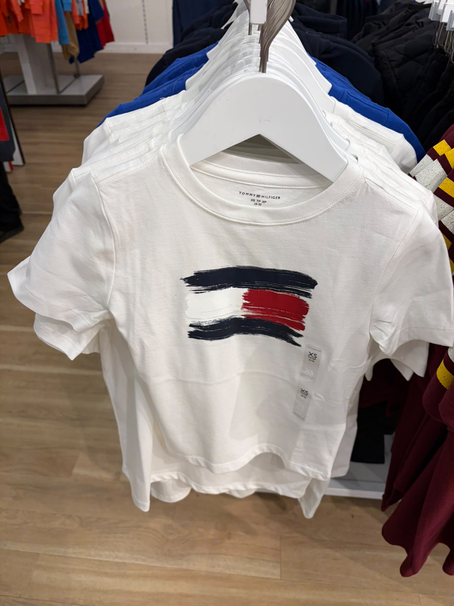 Tommy Hilfiger Kids' Paintbrush Flag Logo- White