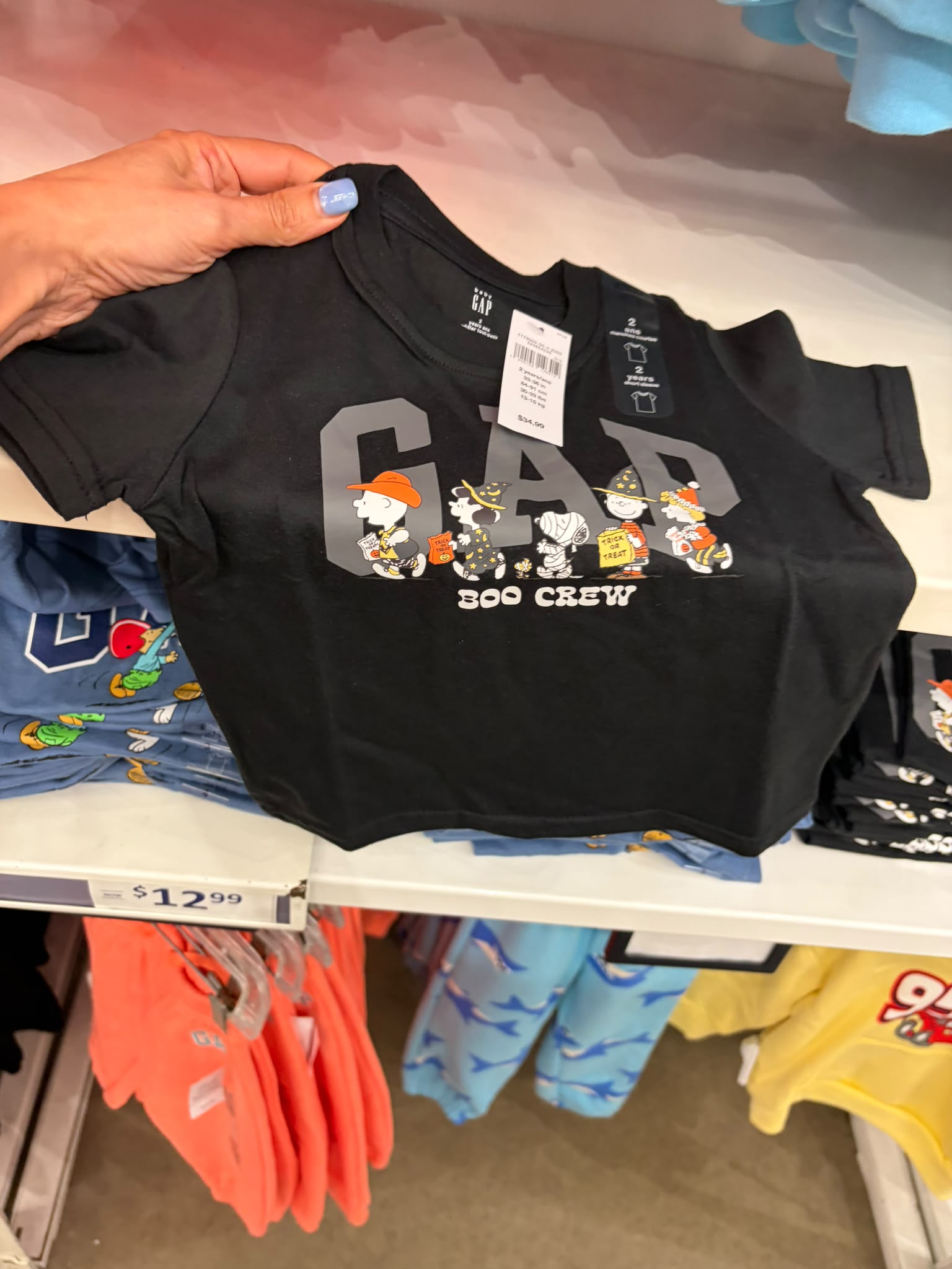 GapKids Peanuts Oversized Wedge T-shirt-Black Halloween