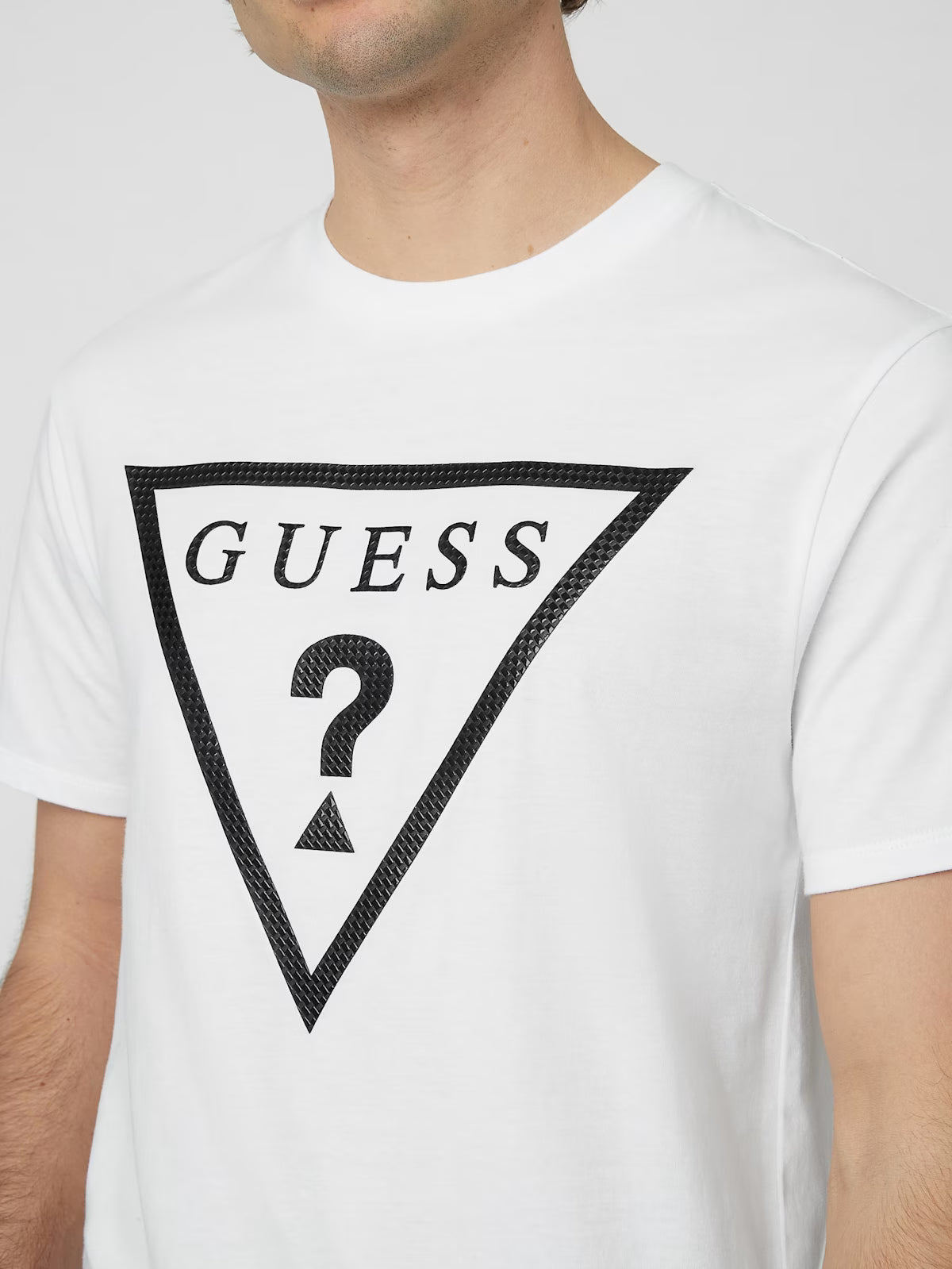 GUESS MENS' Erikk Logo Tee- WHITE