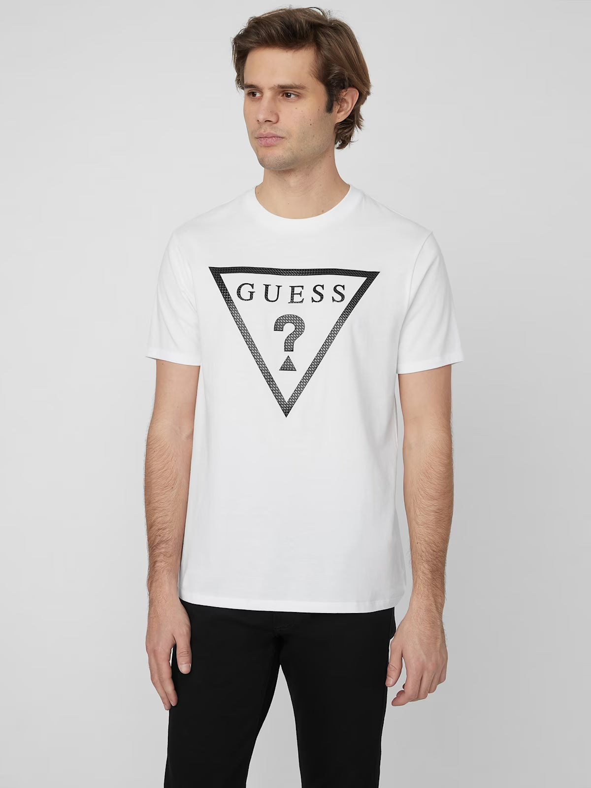 GUESS MENS' Erikk Logo Tee- WHITE