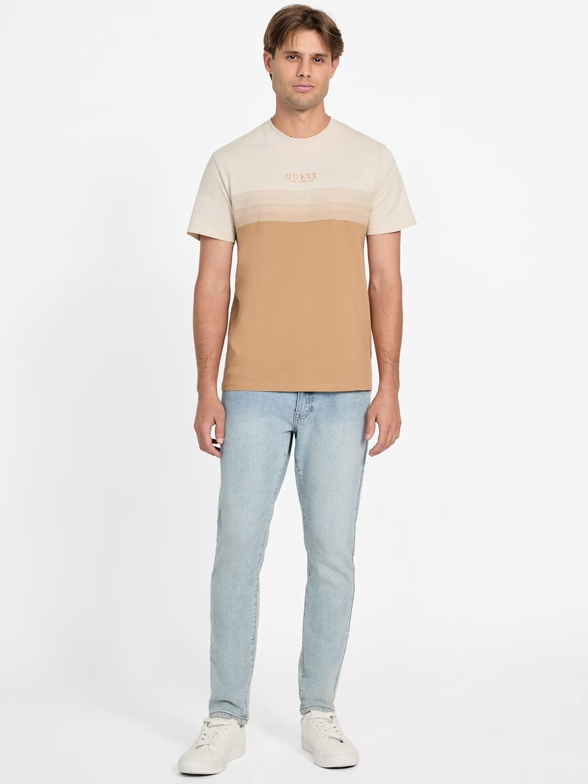 Mens' Guess Rami Color-Blocked Tee/Beige