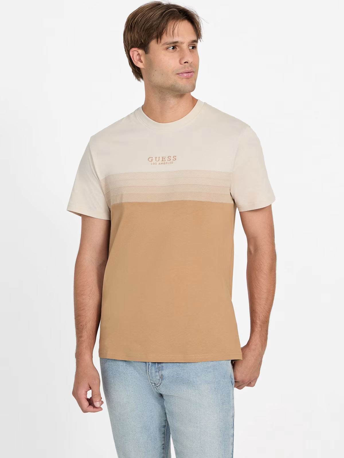 Mens' Guess Rami Color-Blocked Tee/Beige