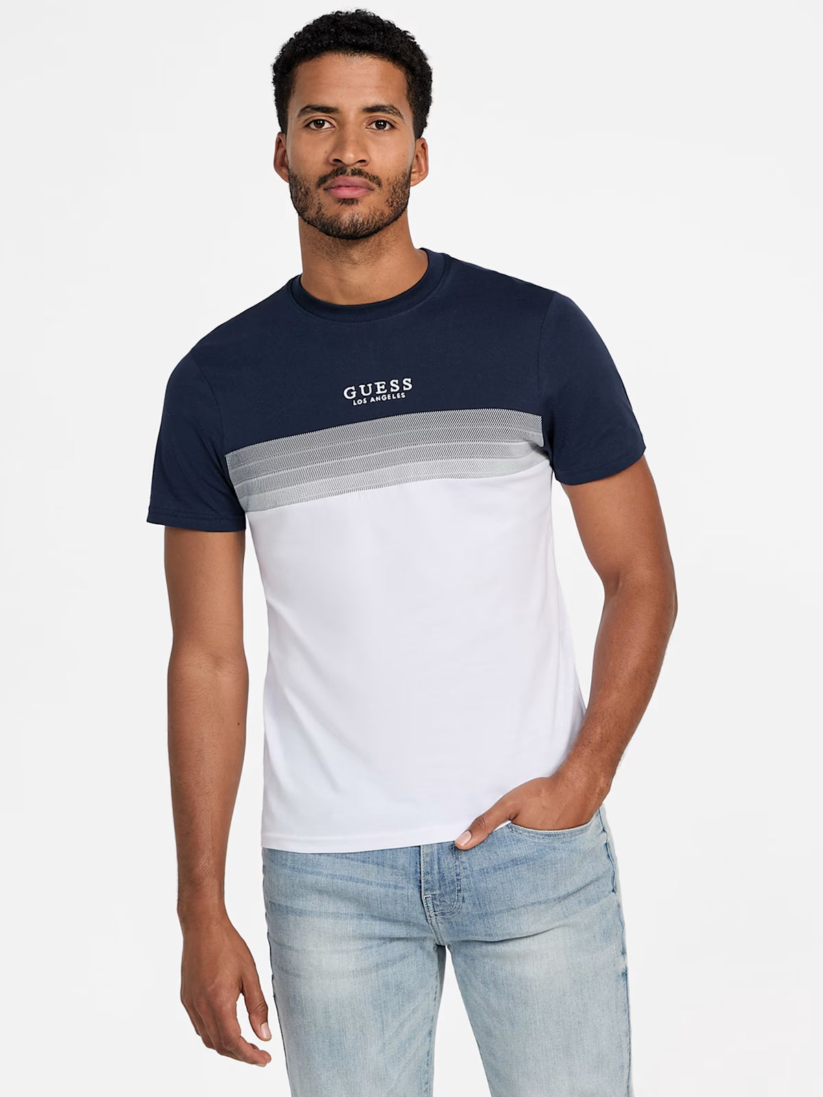 Mens' Guess Rami Color-Blocked Tee/ BLUE