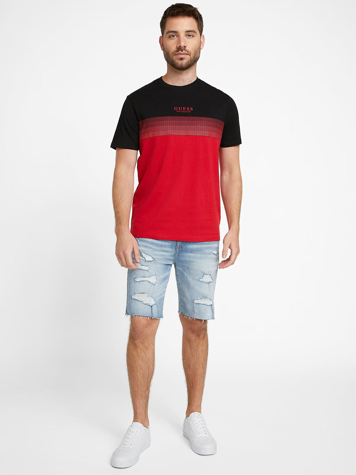 Mens' Guess Rami Color-Blocked Tee/Red
