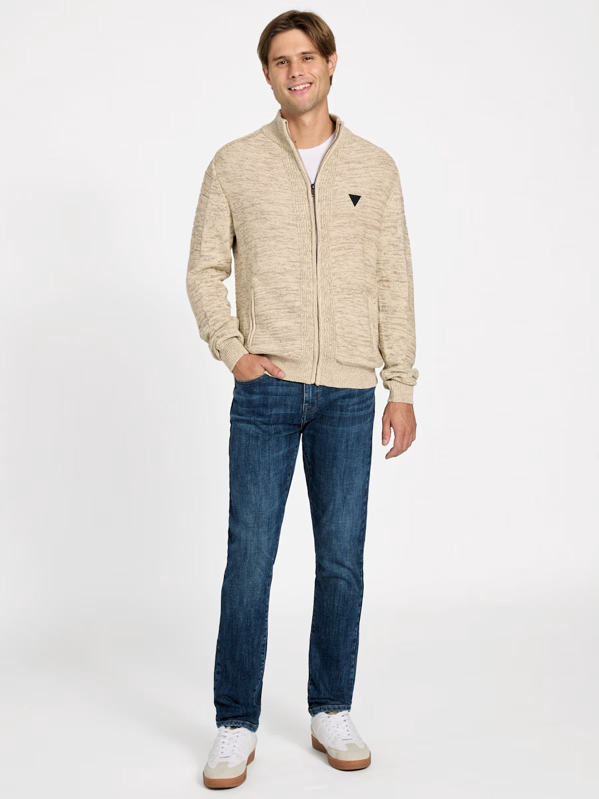Guess MENS' Chaplain Marled Sweater Beige