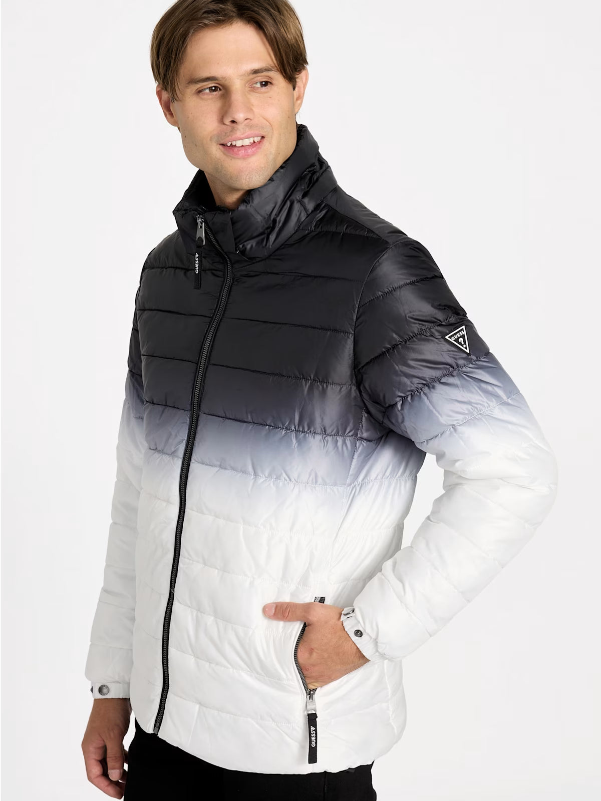 GUESS Mens' Harrison Ombre Puffer Jacket Black
