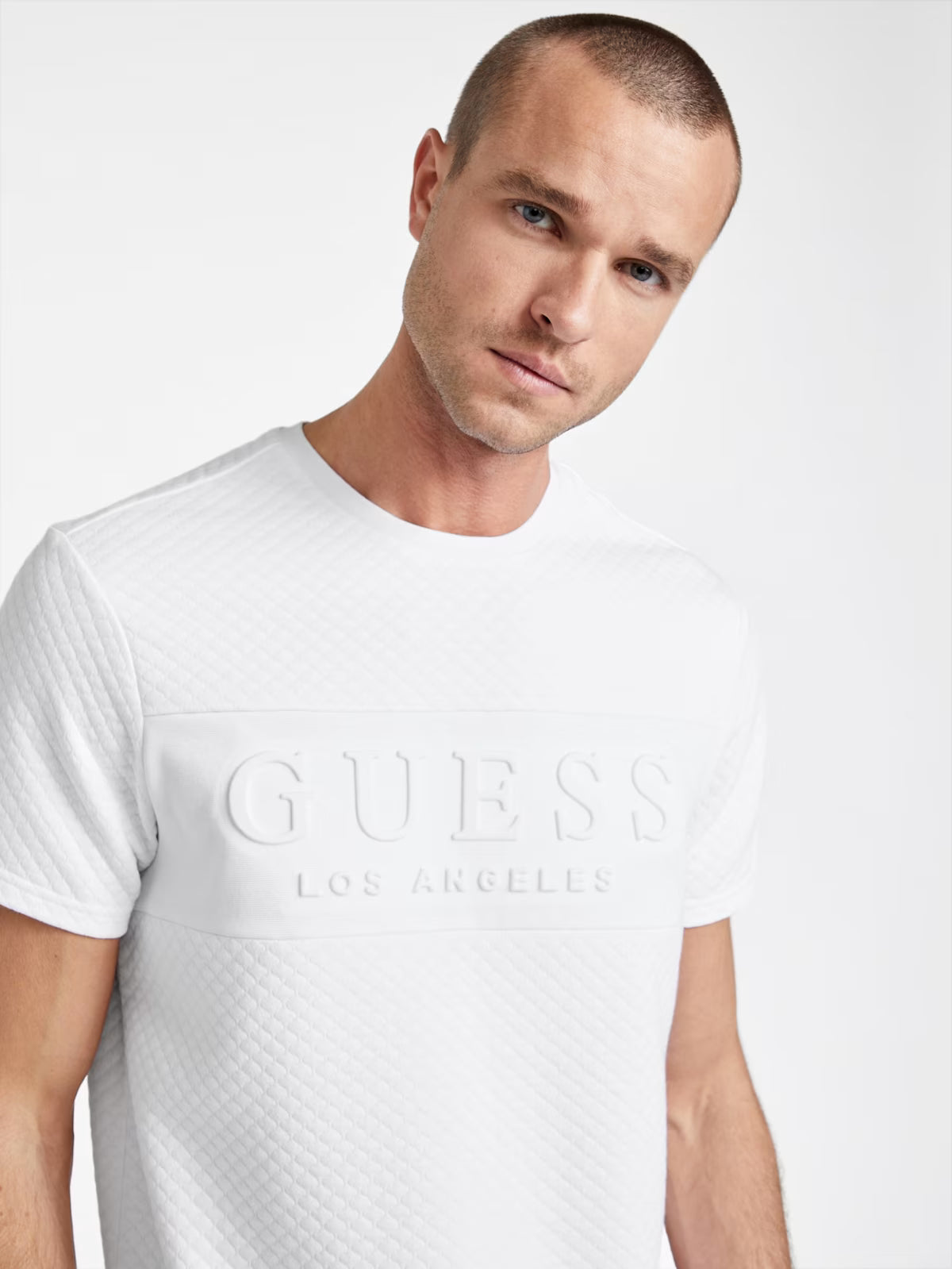 GUESS MENS' Trevor Logo Tee/ WHITE