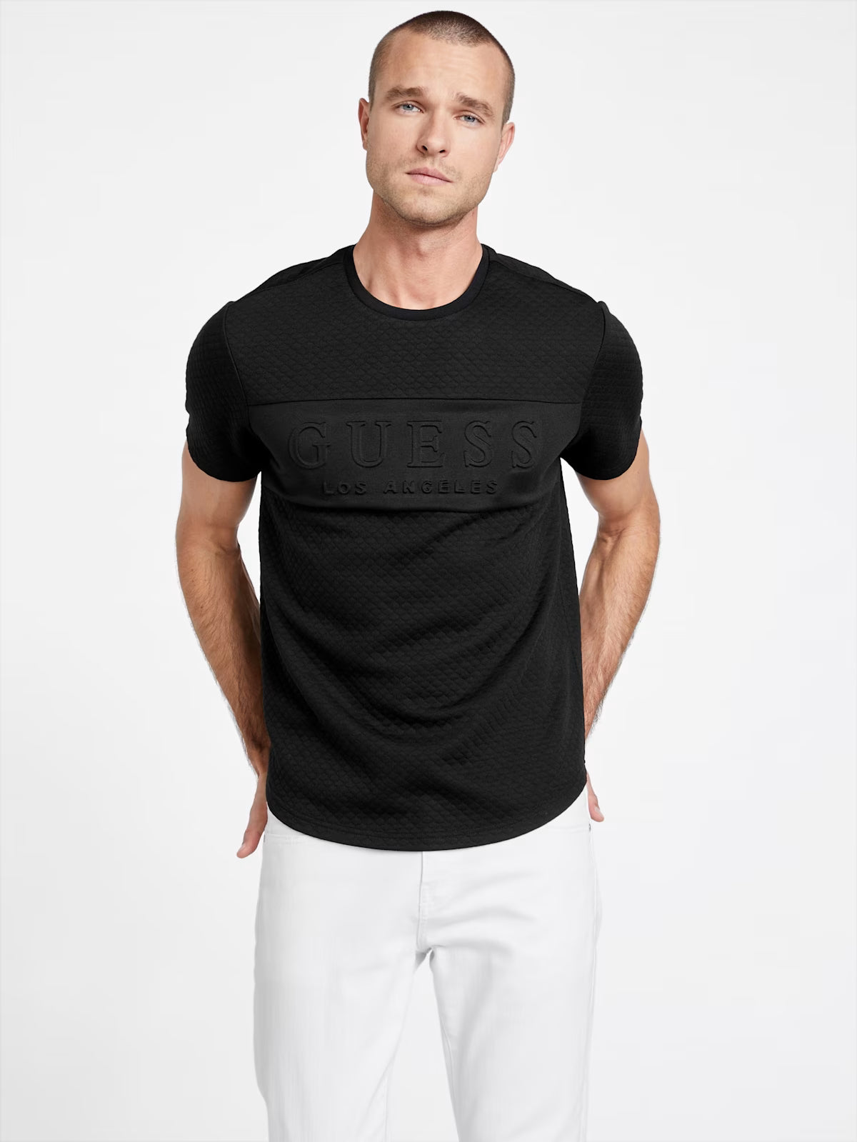 GUESS MENS' Trevor Logo Tee/ BLACK