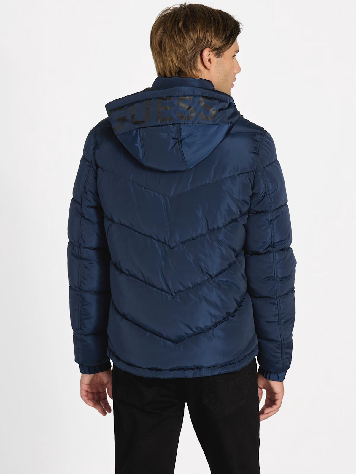 GUESS Mens' Eco Chano Puffer Jacket Blue