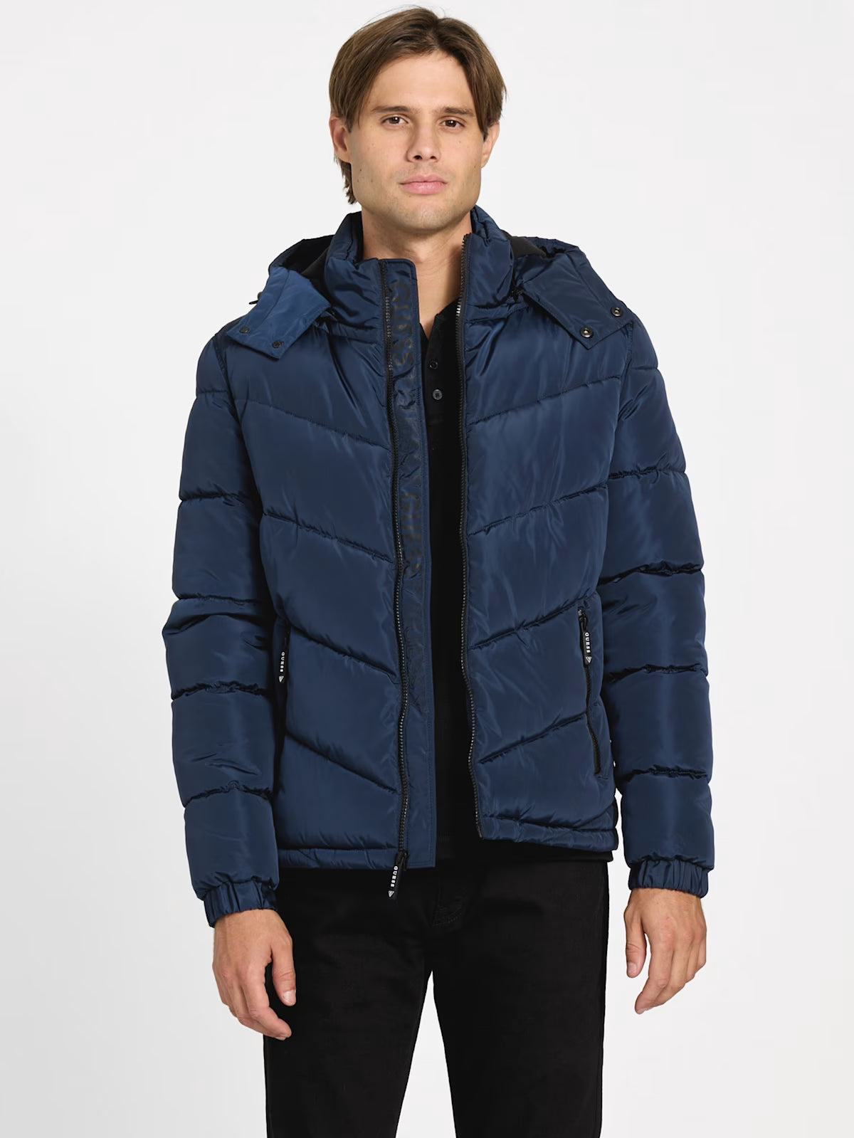 GUESS Mens' Eco Chano Puffer Jacket Blue