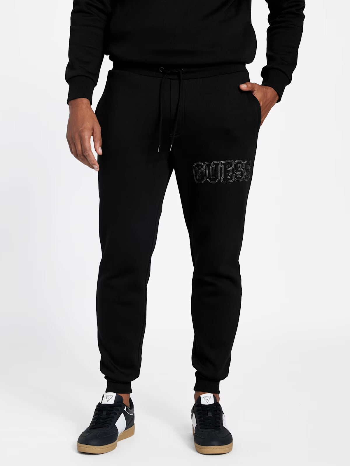 GUESS Mens' Saul Logo Jogger Pants BLACK