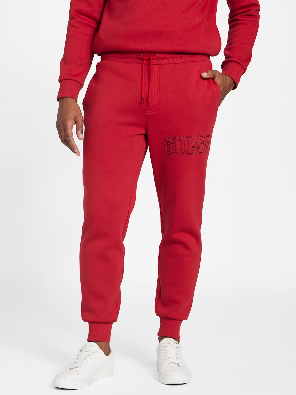 GUESS Mens' Saul Logo Jogger Pants Red