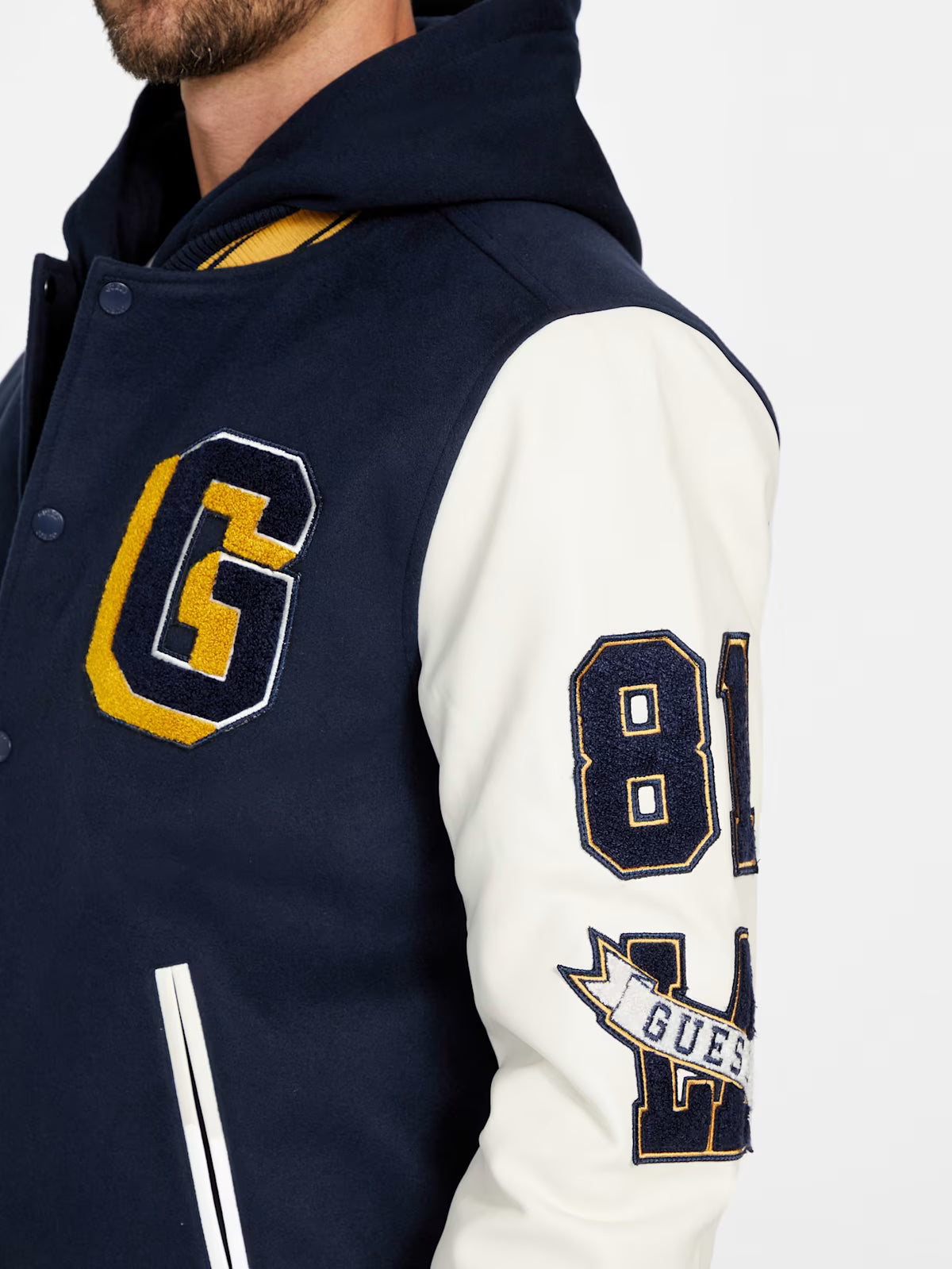 GUESS Mens' Lark Varsity Jacket Blue