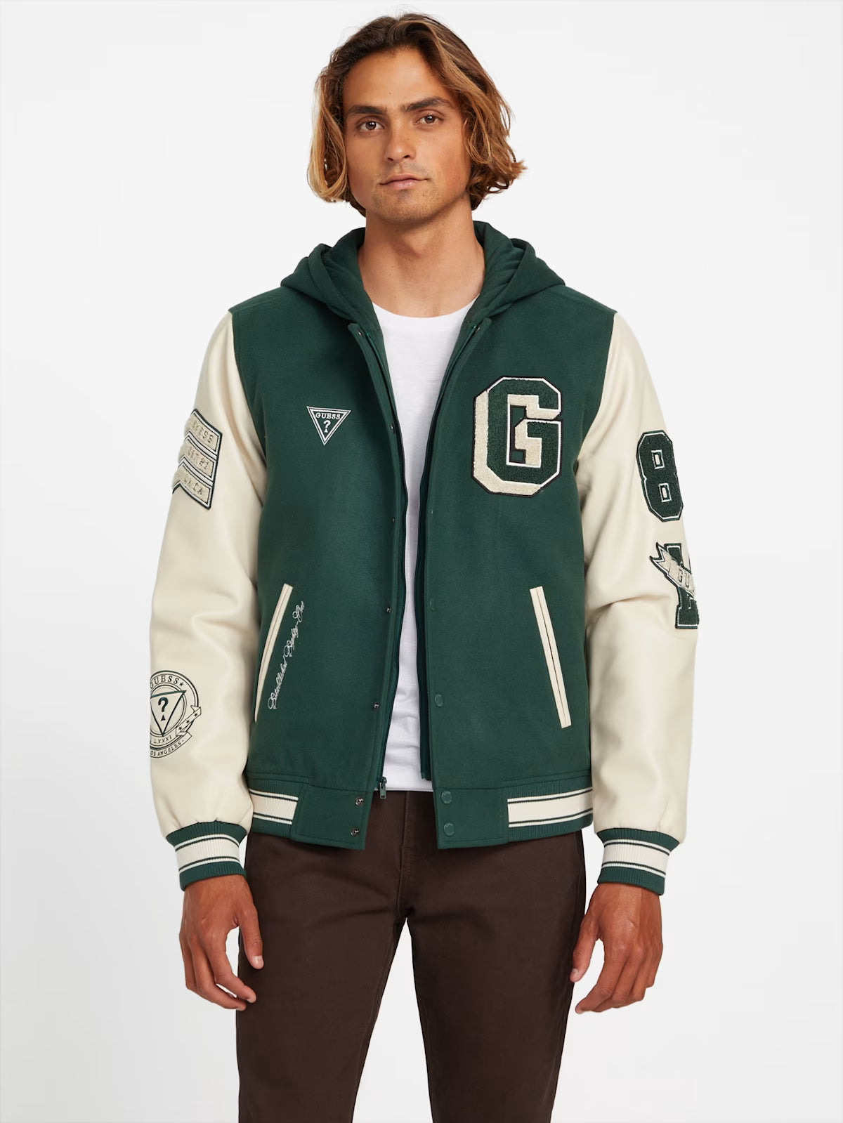 GUESS Mens' Lark Varsity Jacket Green