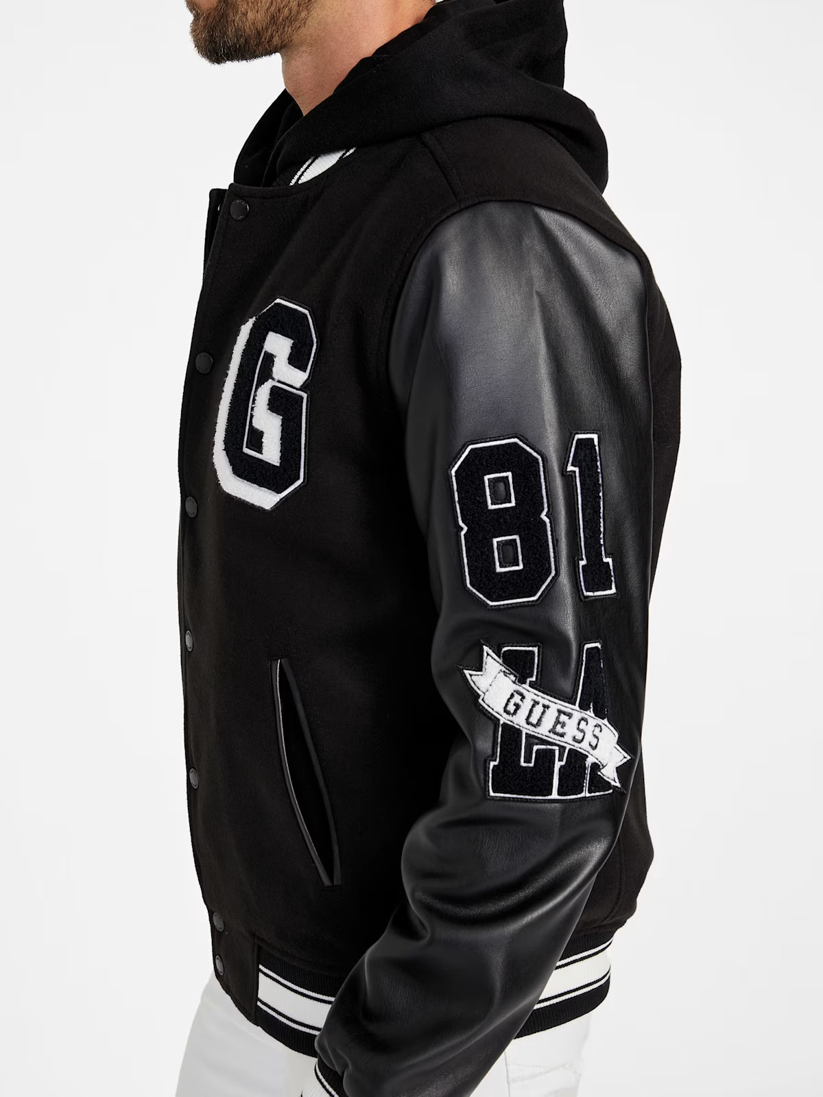 GUESS Mens' Lark Varsity Jacket Black