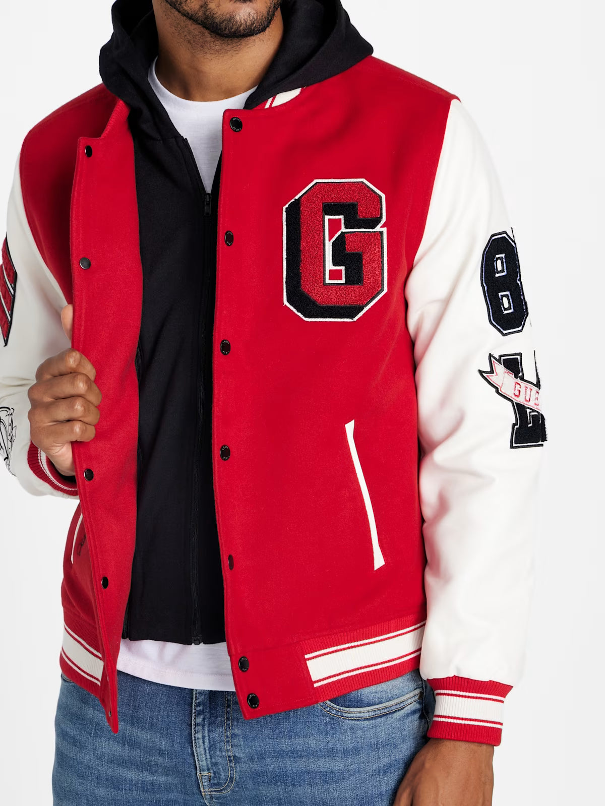 GUESS Mens' Lark Varsity Jacket Red