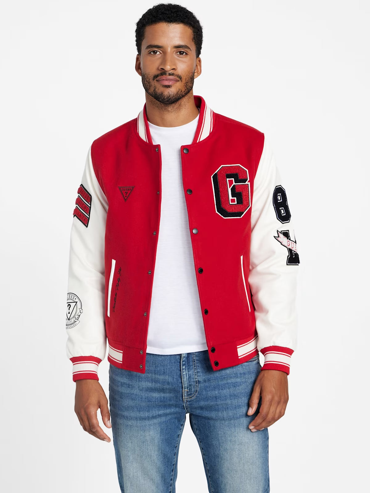 GUESS Mens' Lark Varsity Jacket Red