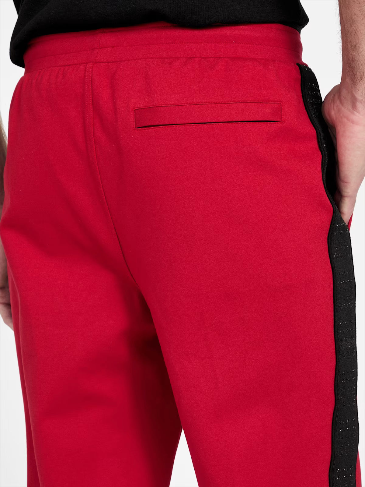 GUESS Mens' Ismael Logo-Tape Color-Block Joggers Red