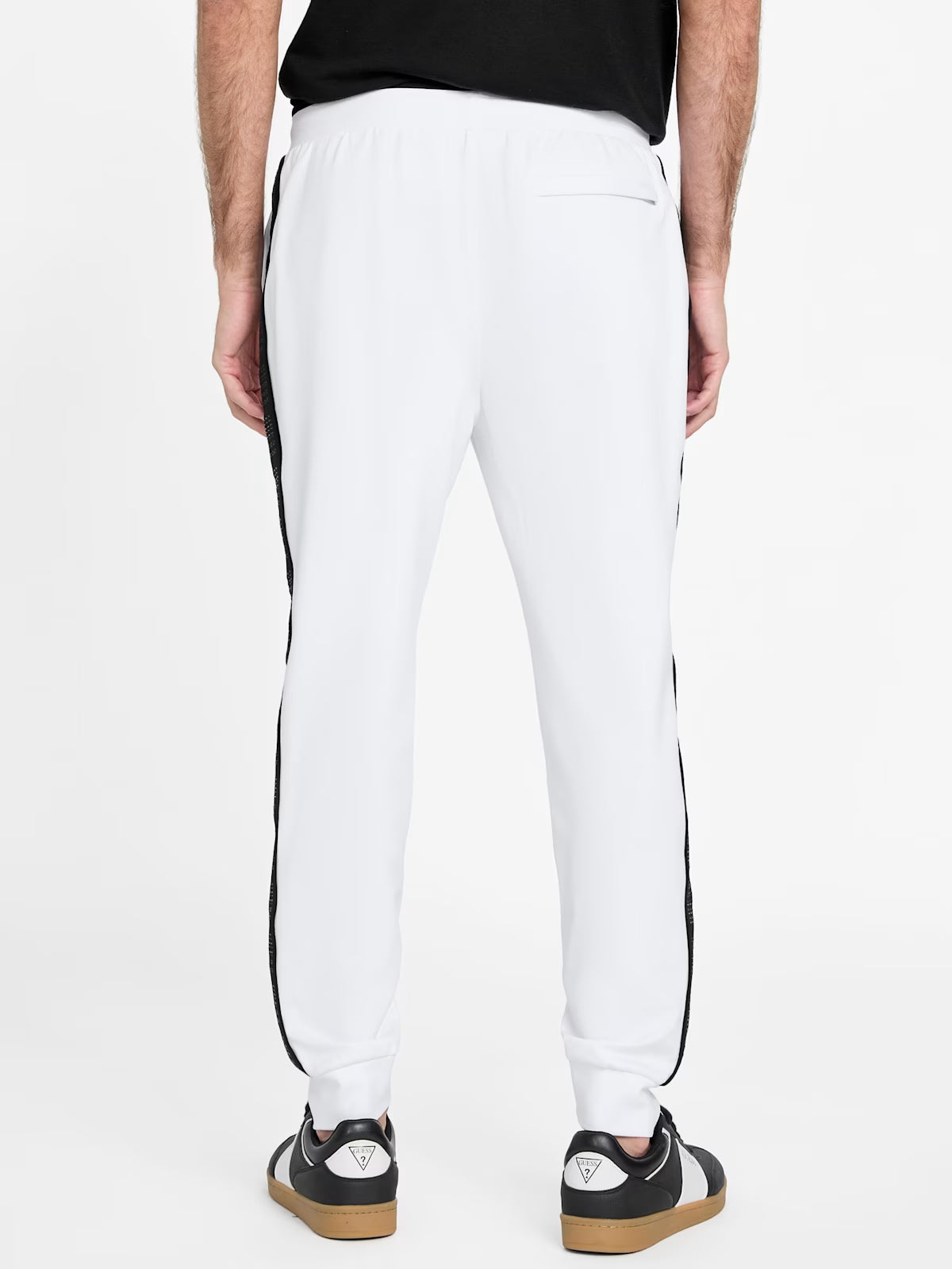 GUESS Mens' Ismael Logo-Tape Color-Block Joggers White