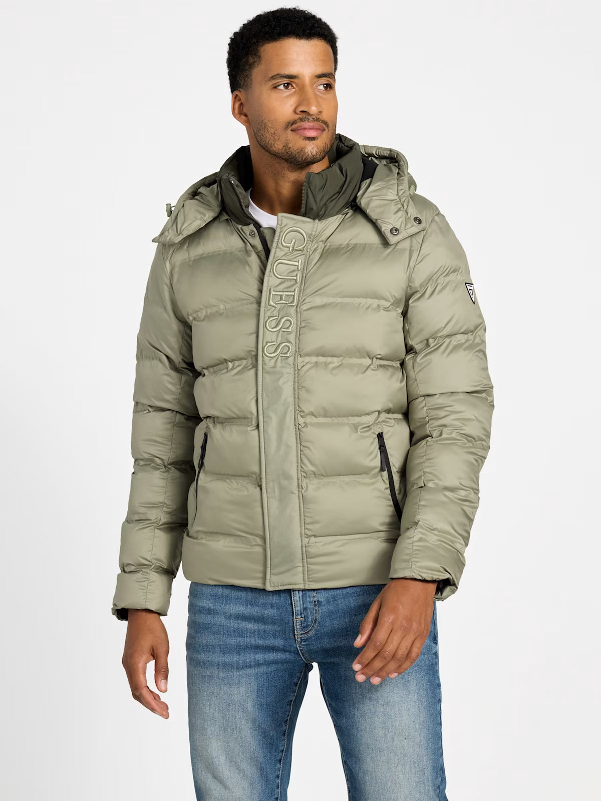 GUESS Mens' Eco Charles Puffer Jacket Green