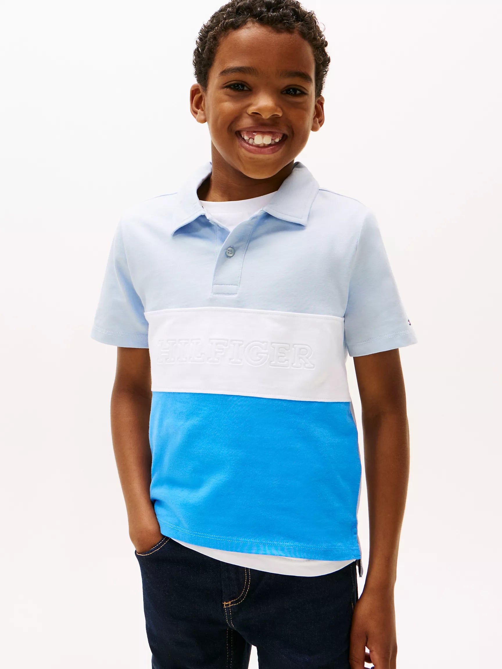Boys' Tommy Colorblock Monotype Logo Polo/Breezy Blue