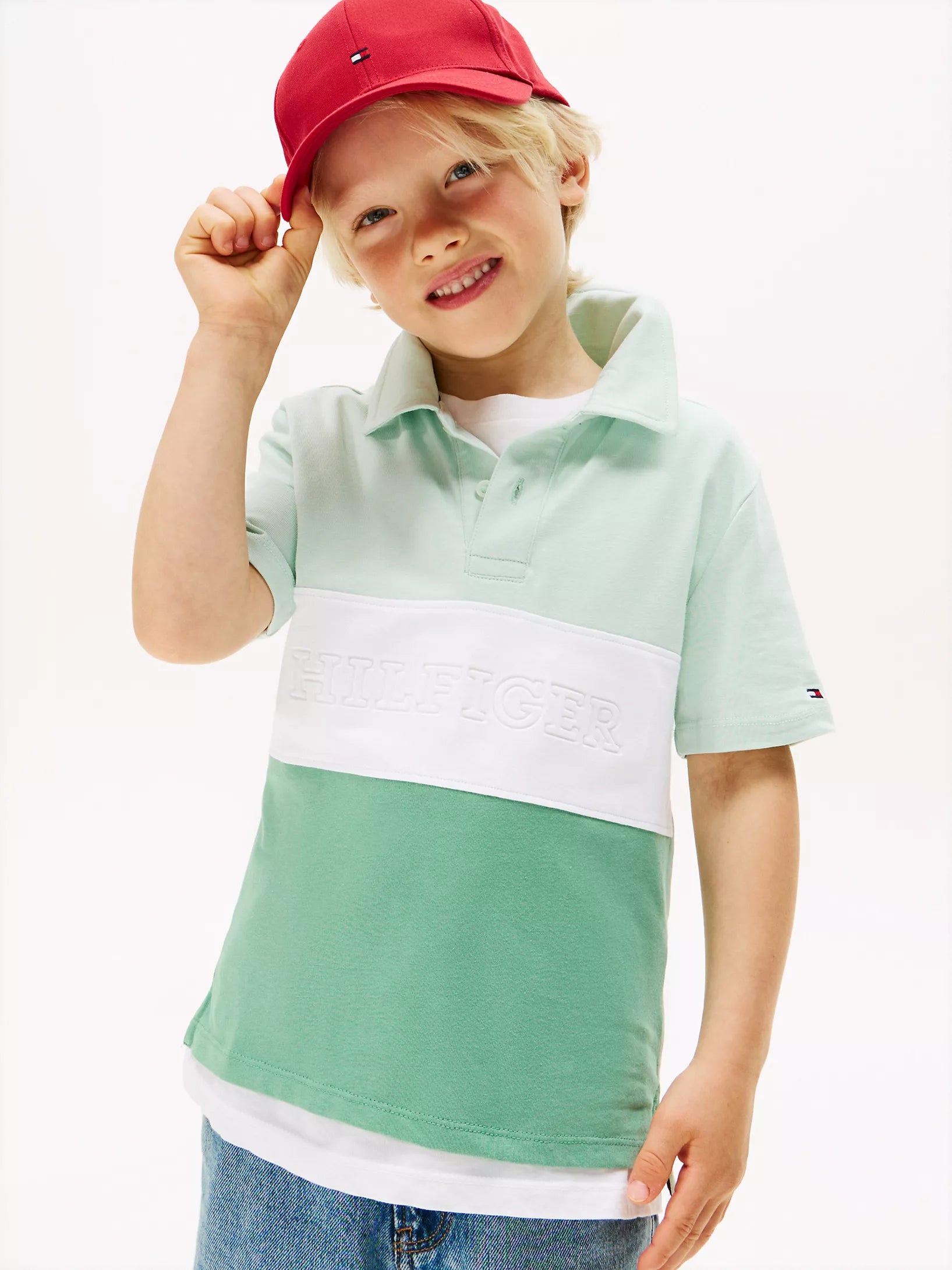 Tommy Boys' Colorblock Monotype Logo Polo
