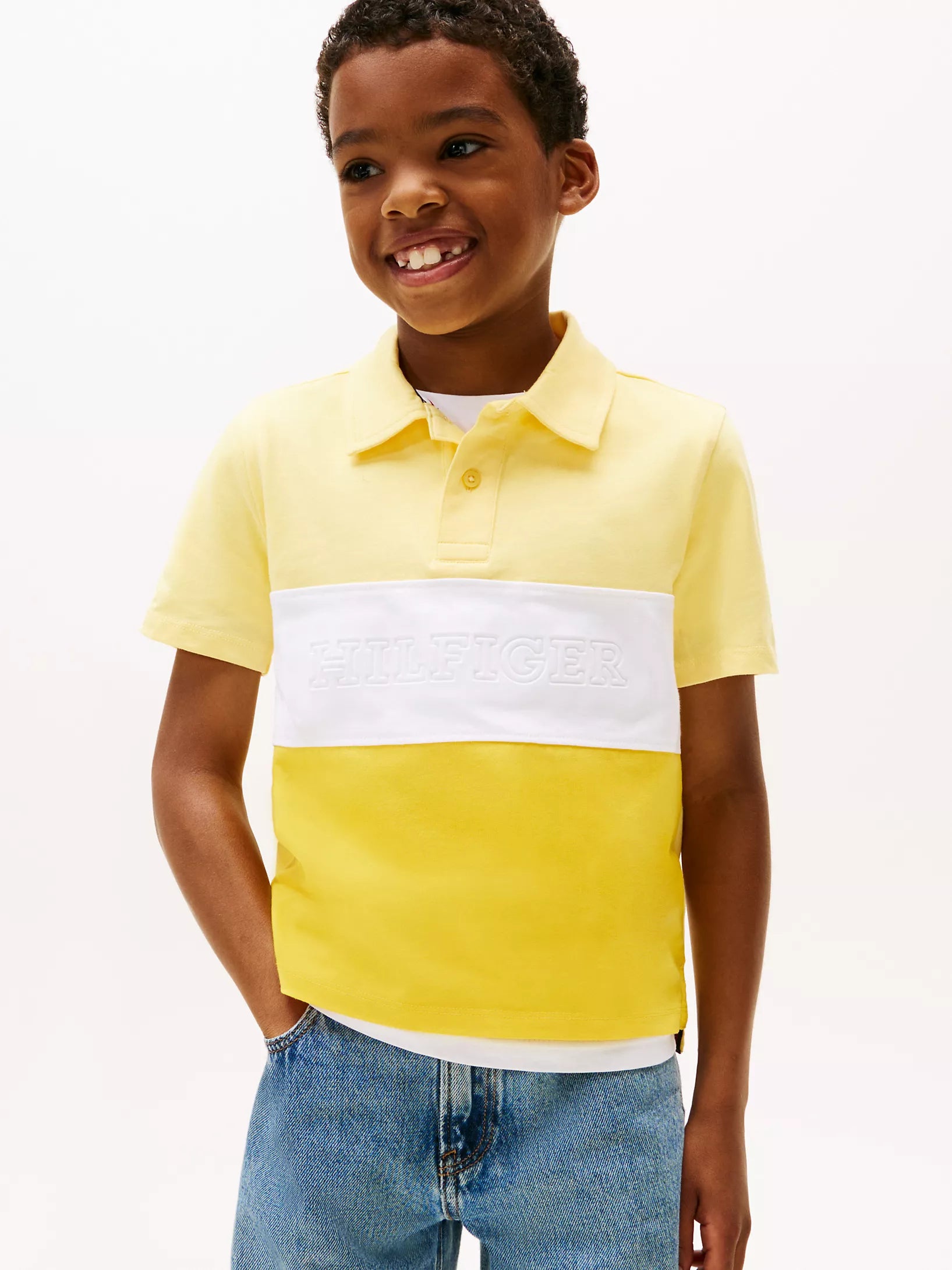 Tommy Boys' Colorblock Monotype Logo Polo