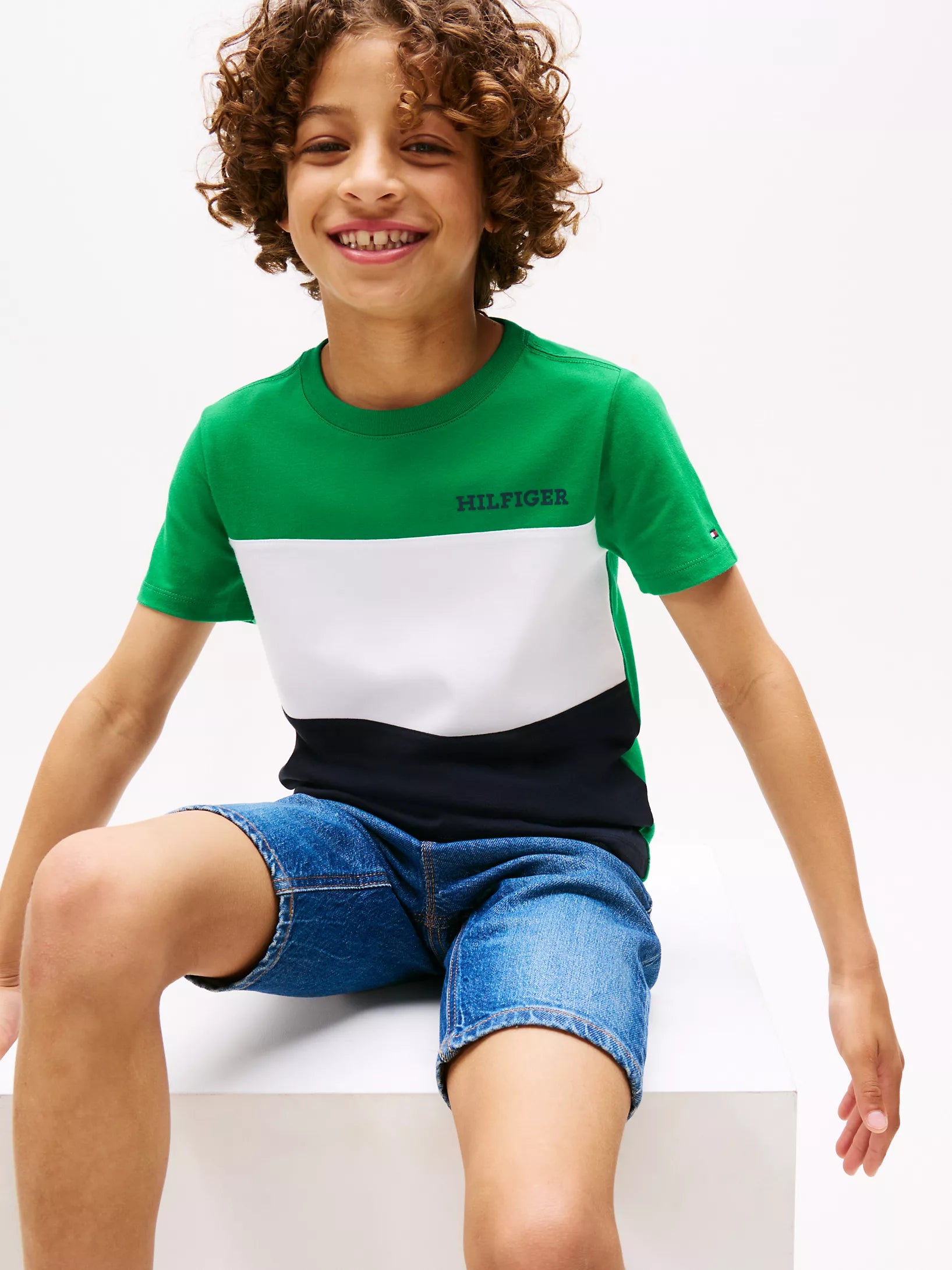 Tommy Boys'  Monotype Logo Colorblock T-Shirt