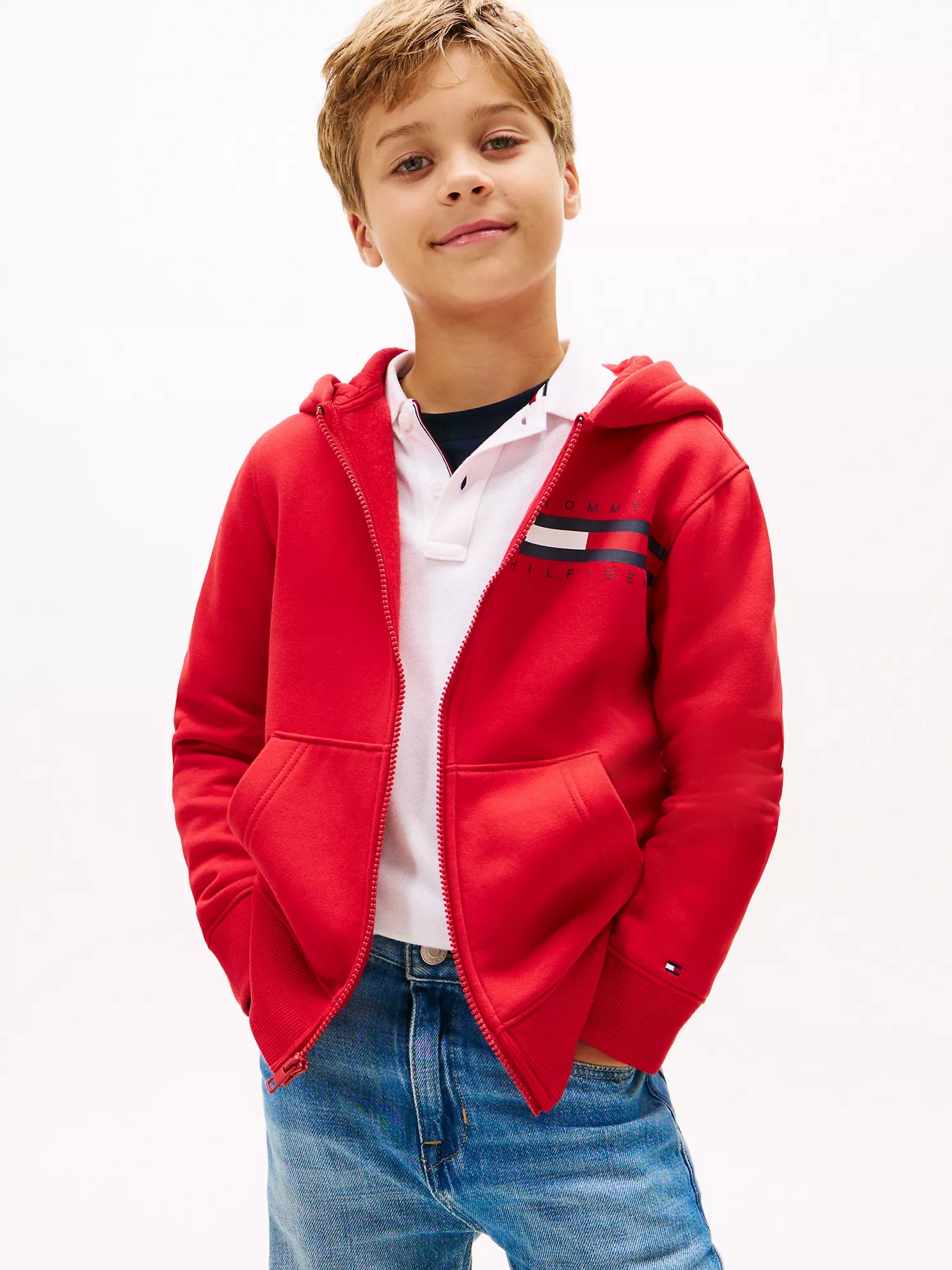 Boys Tommy Logo Zip Hoodie