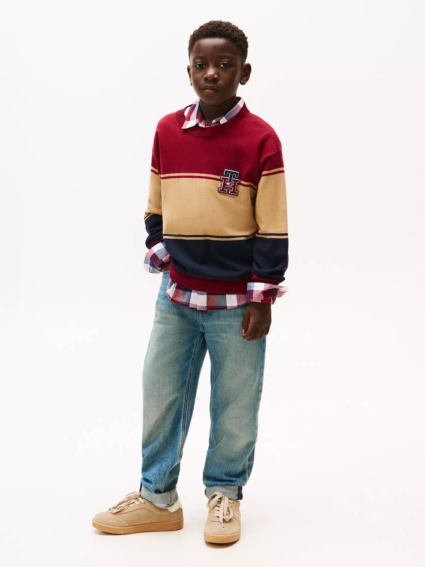 Boys' Tommy TH Logo Colorblock Sweater