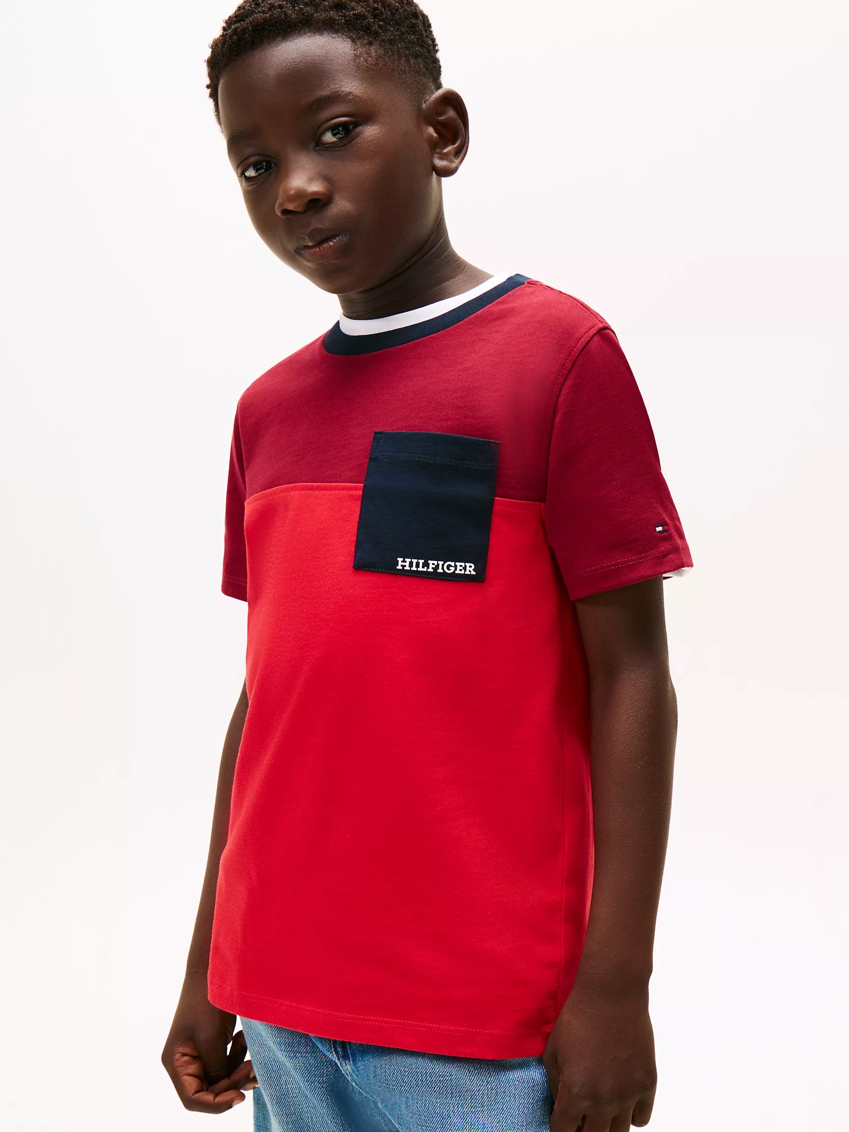 Tommy Boys' Colorblock Pocket T-Shirt/Rouge