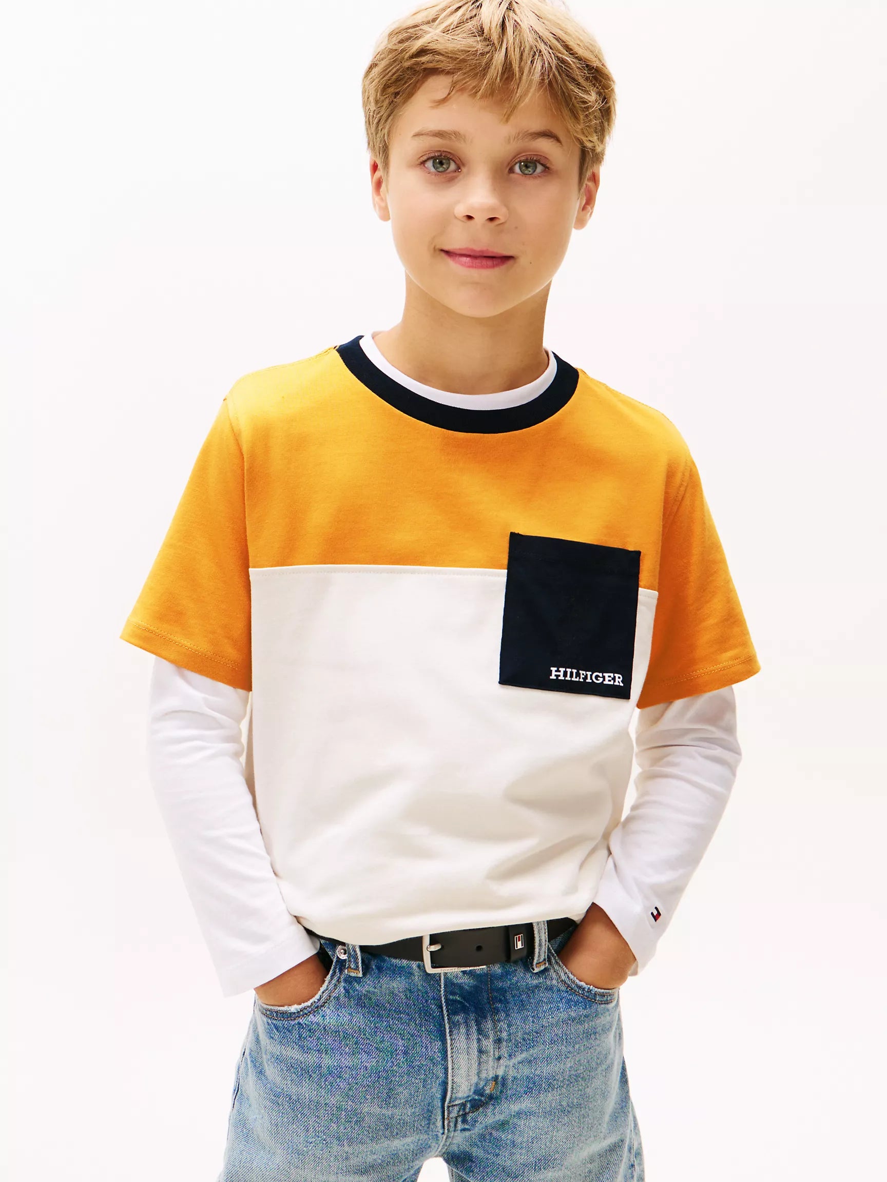 Tommy Boys' Colorblock Pocket T-Shirt/City Yellow