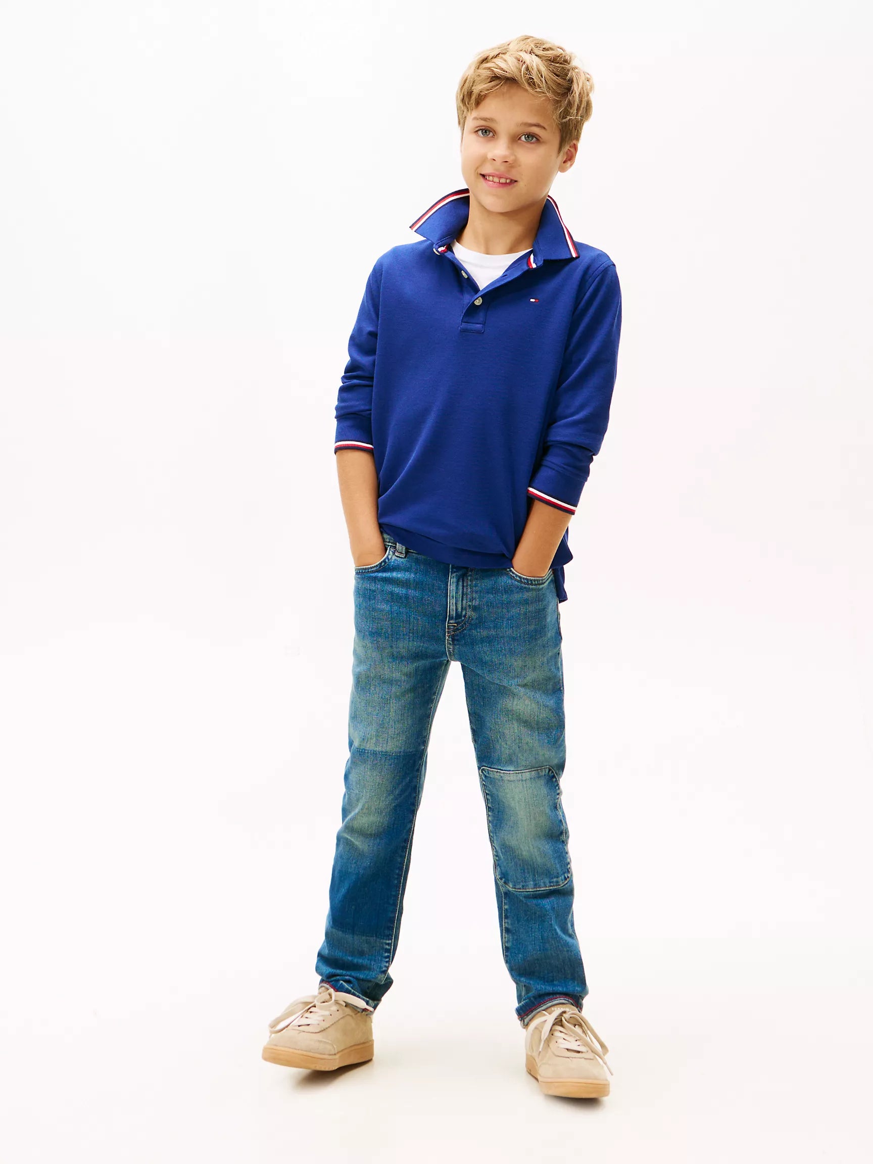 Boys' Tommy  Long-Sleeve Tipped Polo Blue Ink