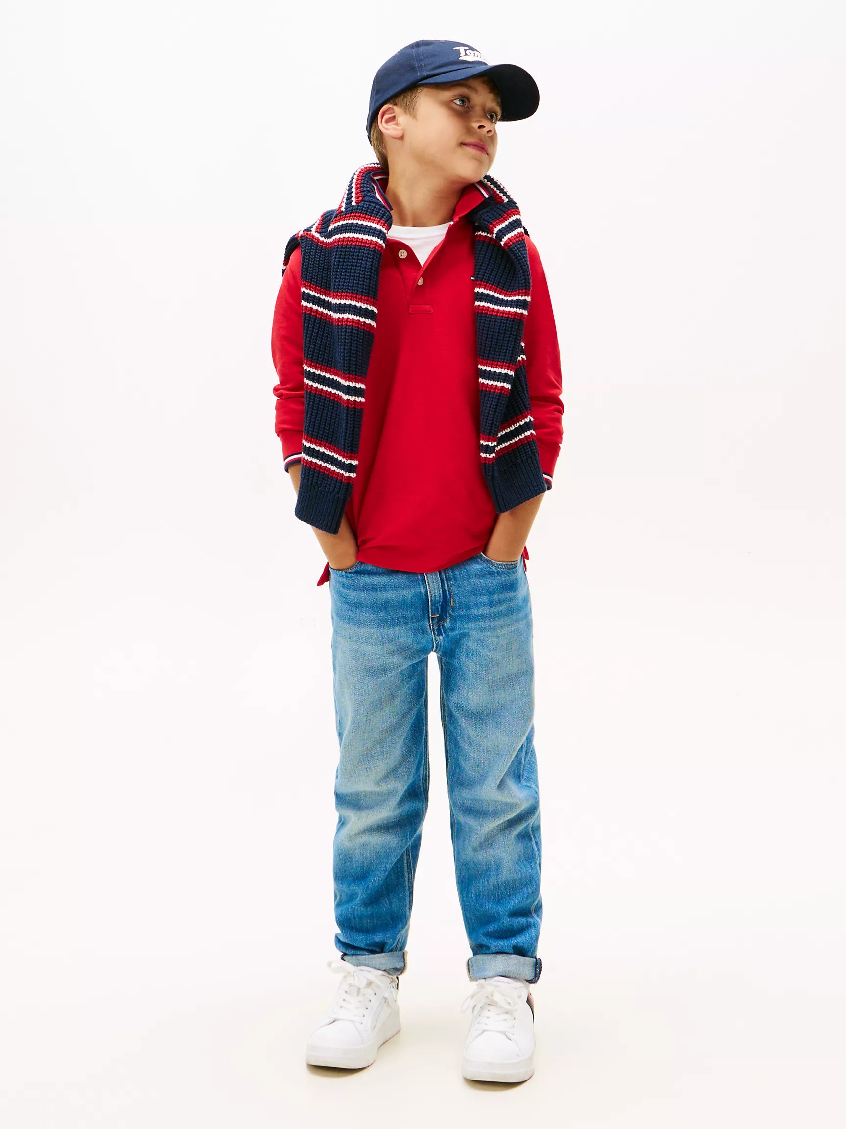 Boys' Tommy  Long-Sleeve Tipped Polo Red