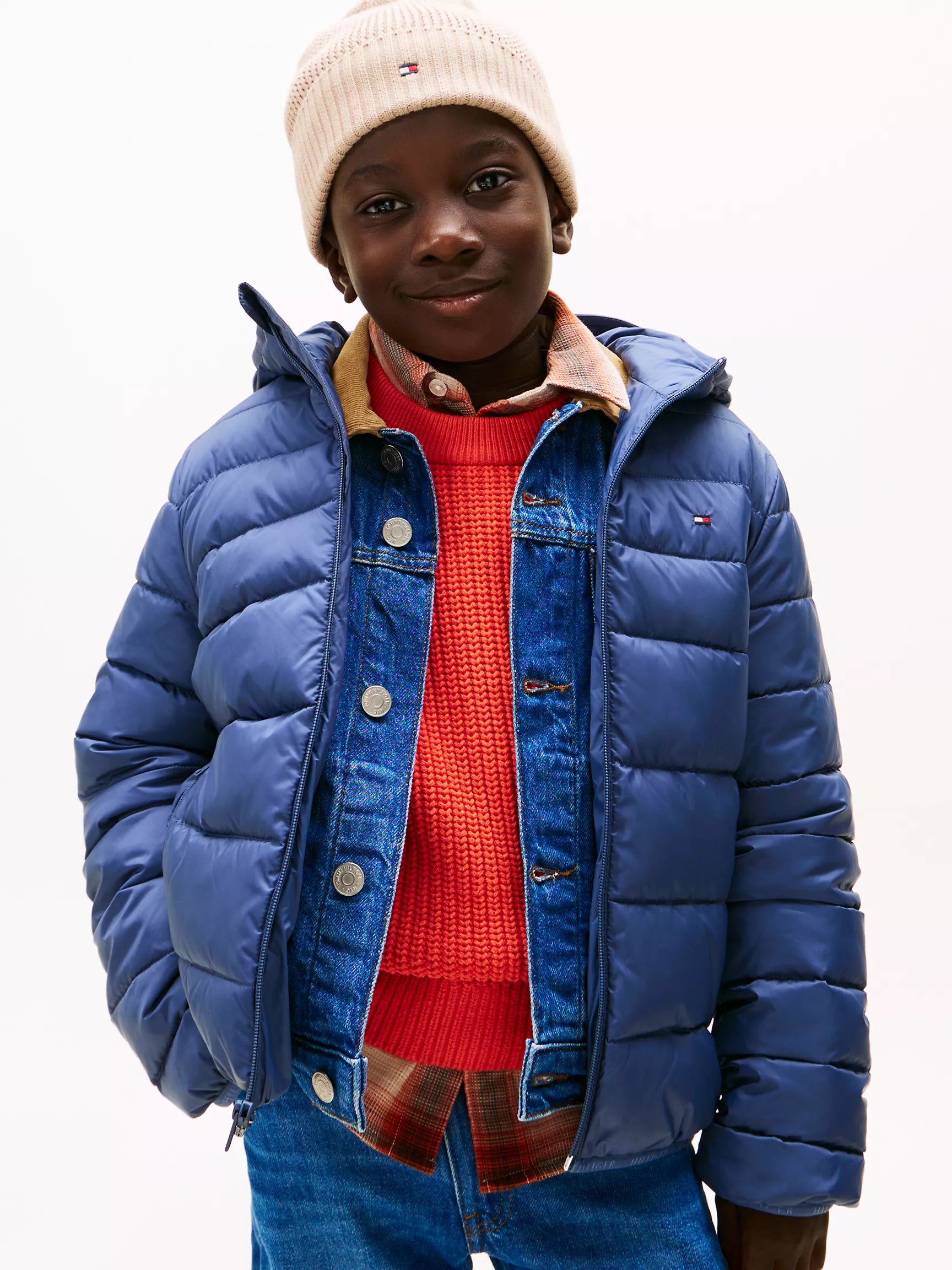 Boys Tommy Water-Resistant Packable Jacket Faded Indigo