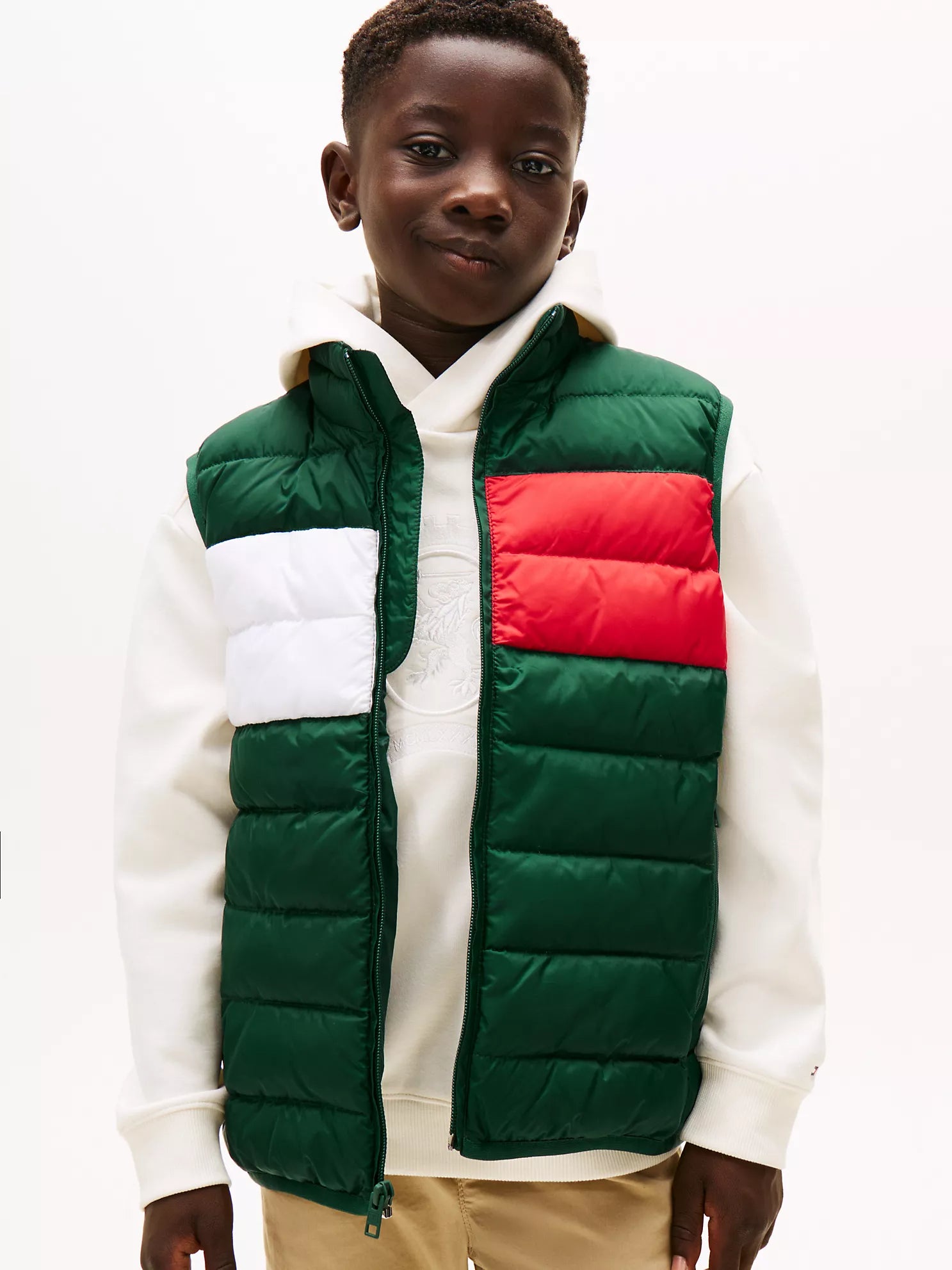 Boys Tommy Quilted Packable Vest Ornamental Green