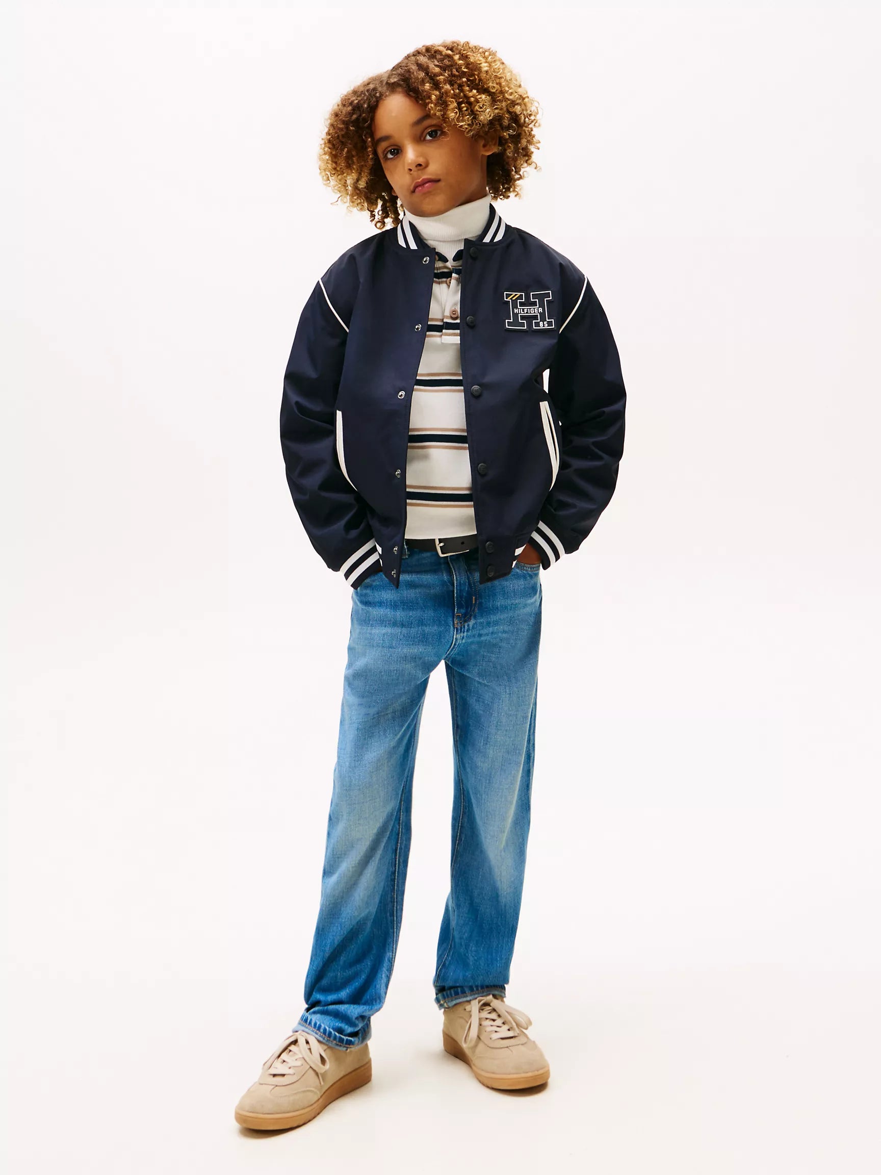 Boys' Tommy H Logo Letterman Jacket
