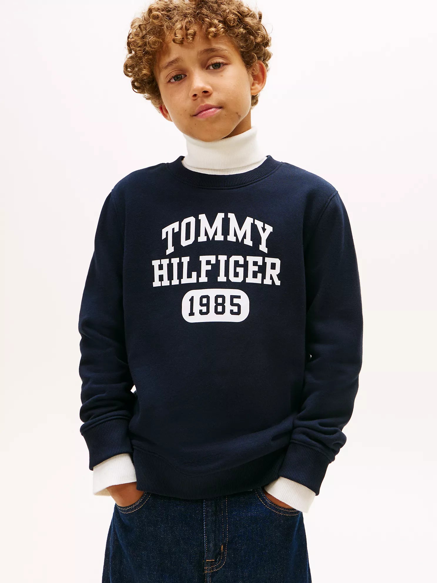 BOY Tommy Logo Fleece Sweatshirt Navy