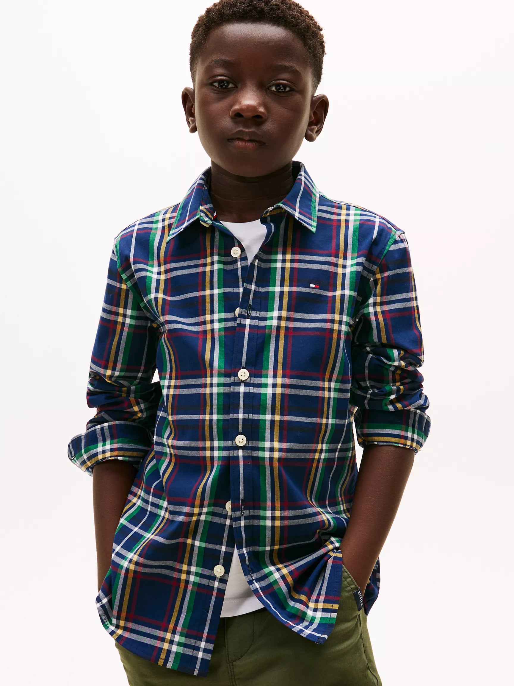 Tommy Boys' Plaid Stretch Shirt