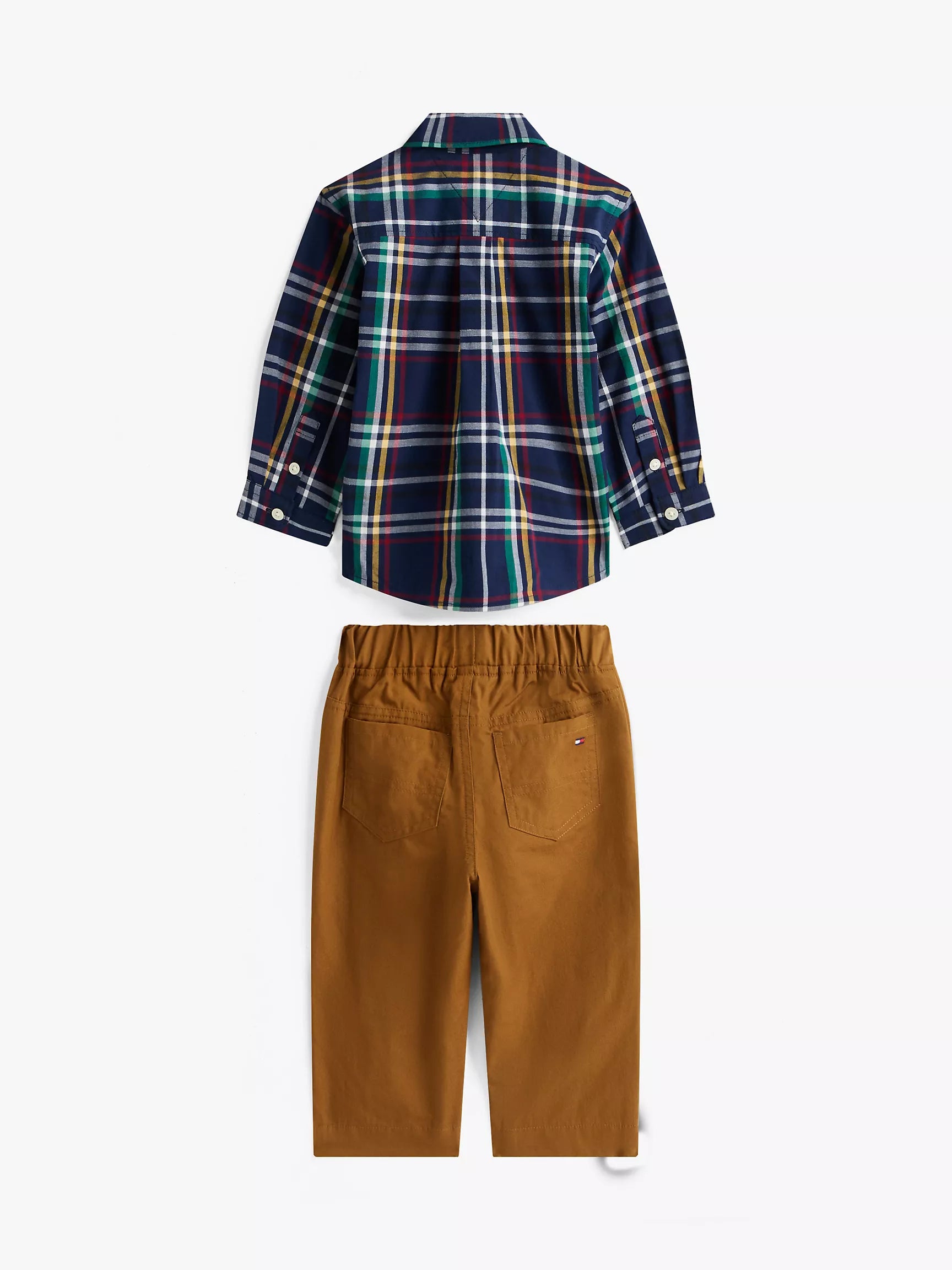 Baby Boys' Tommy Plaid Shirt and Pant Set Carbon Navy