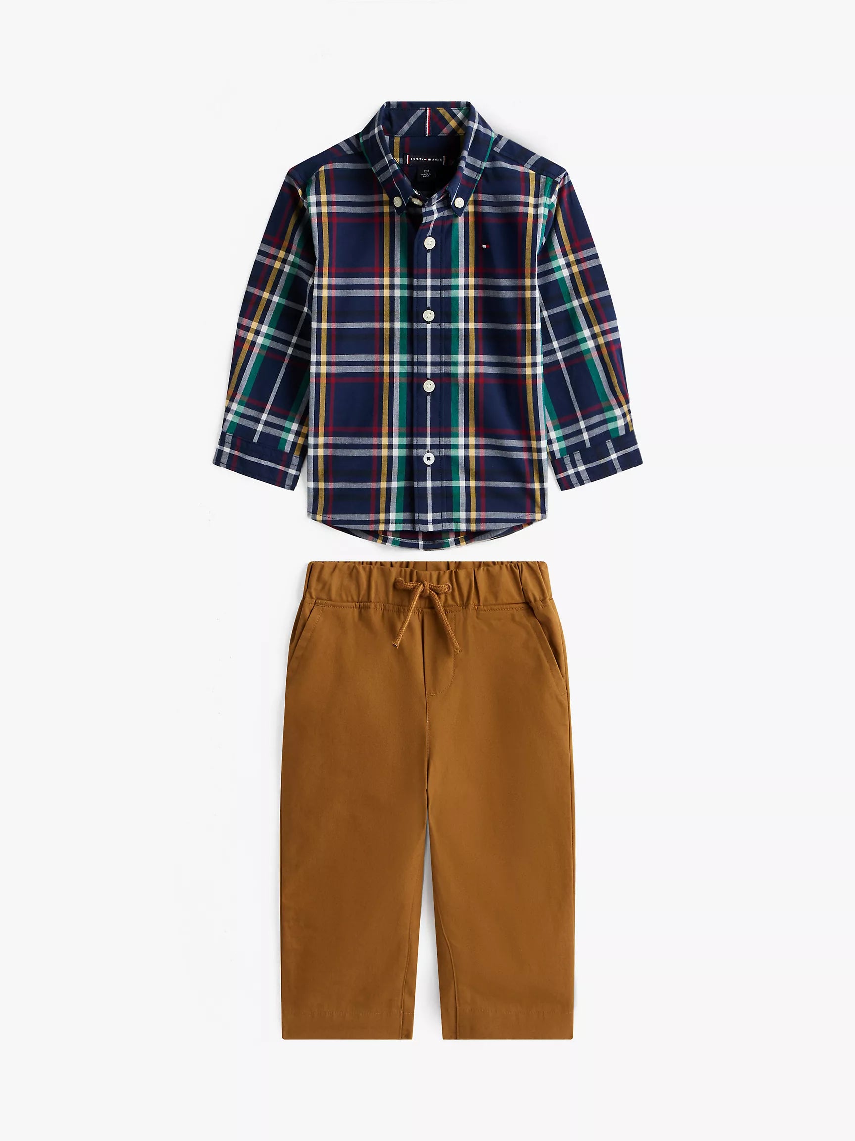 Baby Boys' Tommy Plaid Shirt and Pant Set Carbon Navy