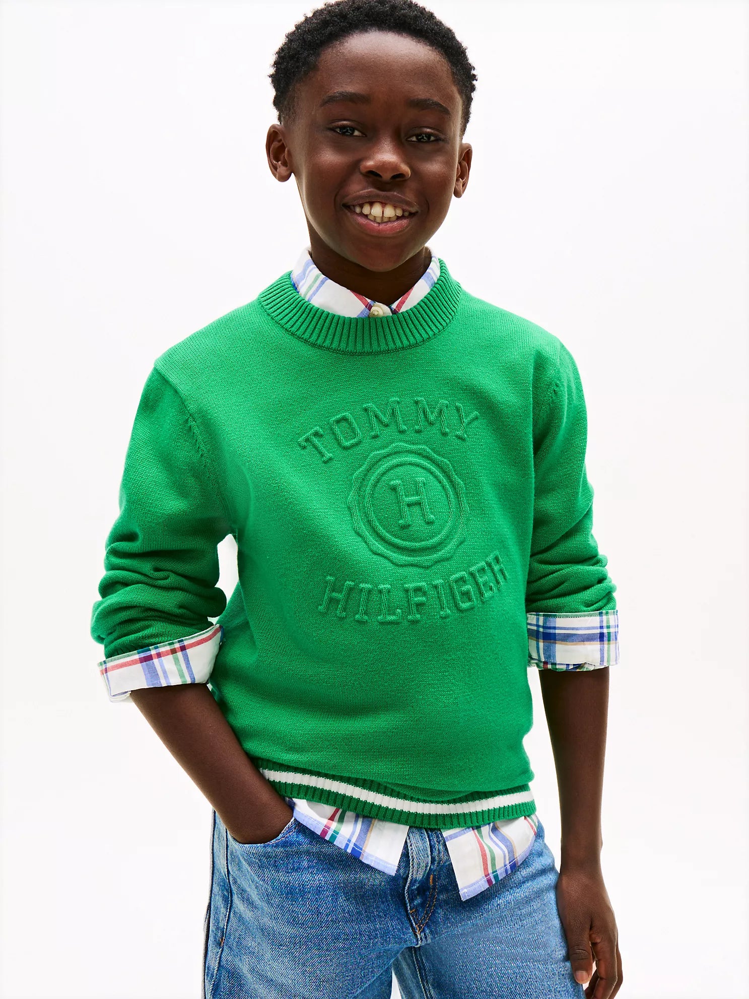 BOY Tommy Embossed Logo Sweater Olympic Green